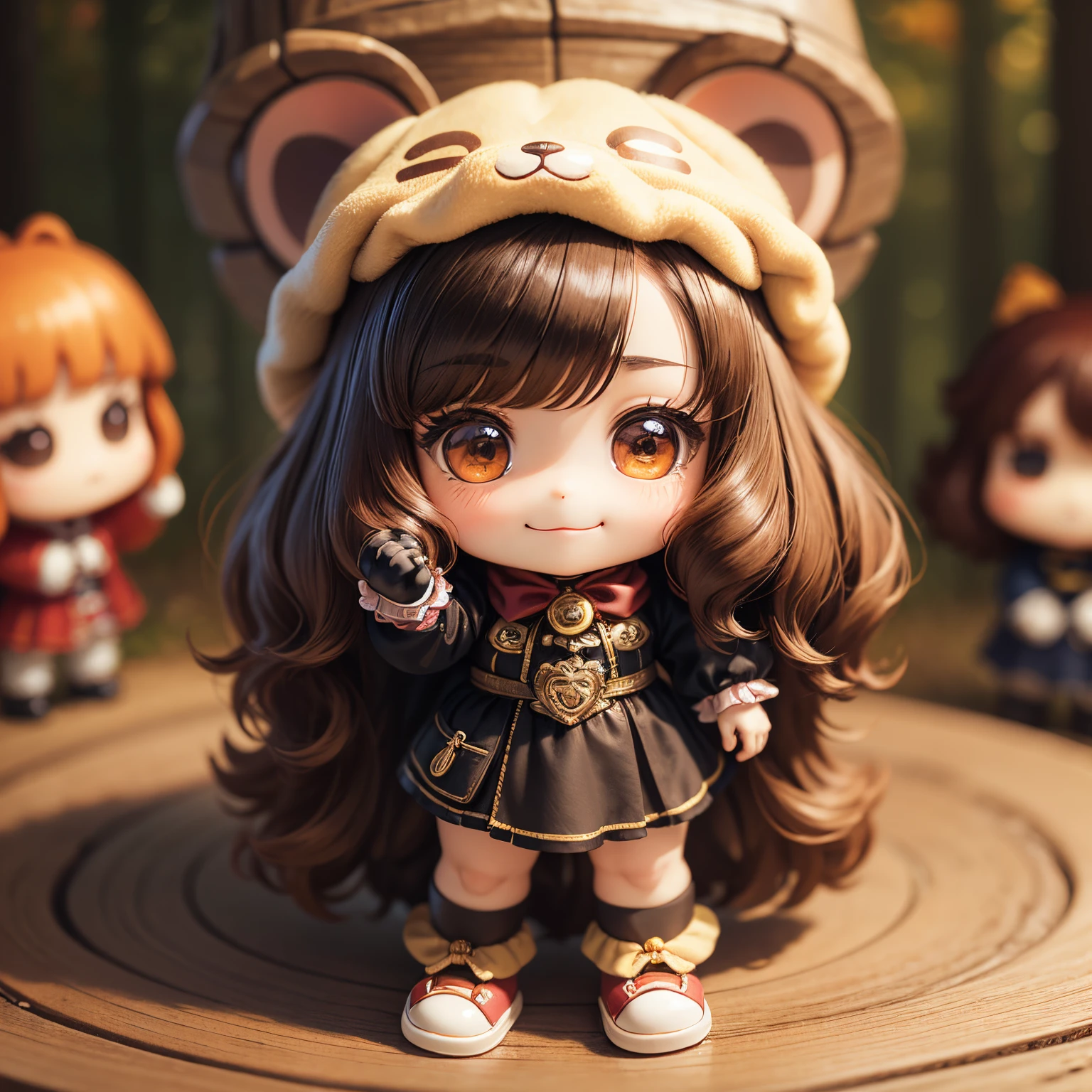 ​masterpiece、top-quality、ultra-detailliert、(Chibi Chara's Daughter:1.2)、(American cocker spaniel floppy ears：1.3)、wraith、Fairytale autumn forest、A smile、Full-body standing figure