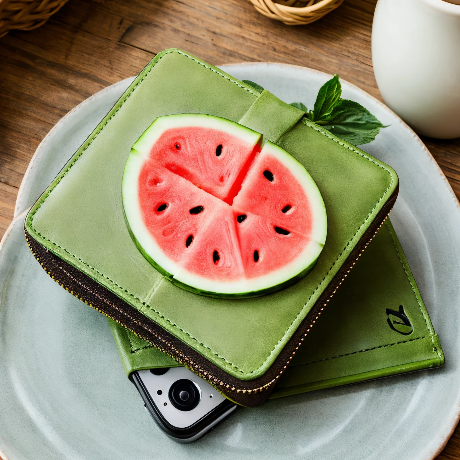 A wallet containing watermelon