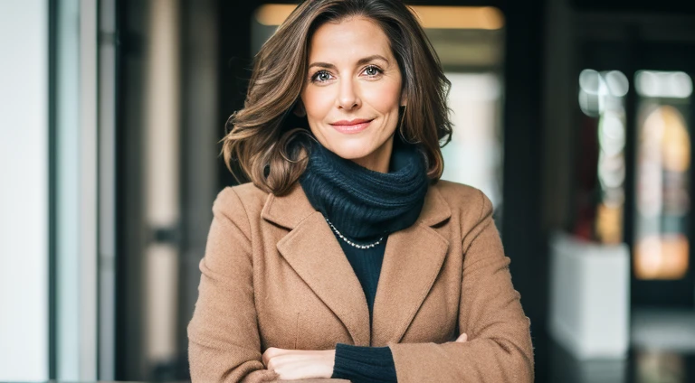 RAW uhd upper body body shot of 44 years old brunette woman, normal shot, Natural brunette hair,full-body, Burgen, wellig, (Brown-eyed woman) in der Wohnung, Vorgeschichte von New York City, Mamas Natutai, Abendkulisse, (Business Dress), detailliert (Stoff!, Haar!, Glanz, Farbe!, Mangelhaftigkeiten:1.1), Hoher Detaillierungsgrad der hellen Augen, (Blick in die Kamera), Spiegelnde Beleuchtung, DSLR, ultra quality, scharfer Fokus, scharf, depth of fields, Filmkorn, (zentriert), Fujifilm XT3, Kristall, Die Mitte des Rahmens, handsome face, scharfer Fokus, Laternenpfahl, bokeh, (Schlecht beleuchtet), diskret, am Strand, full entire body, Mittlerer Plan,