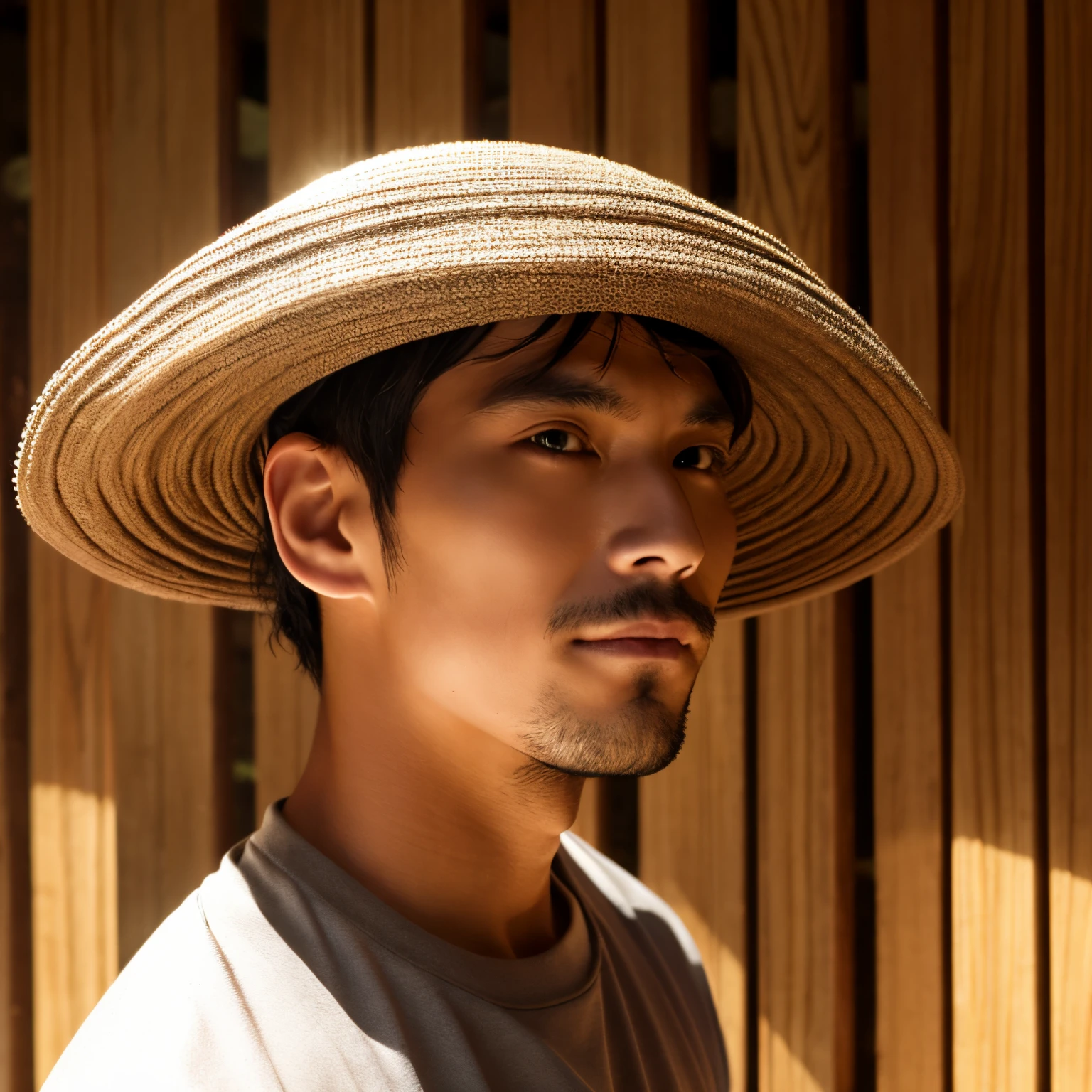 man wearing sauna hat