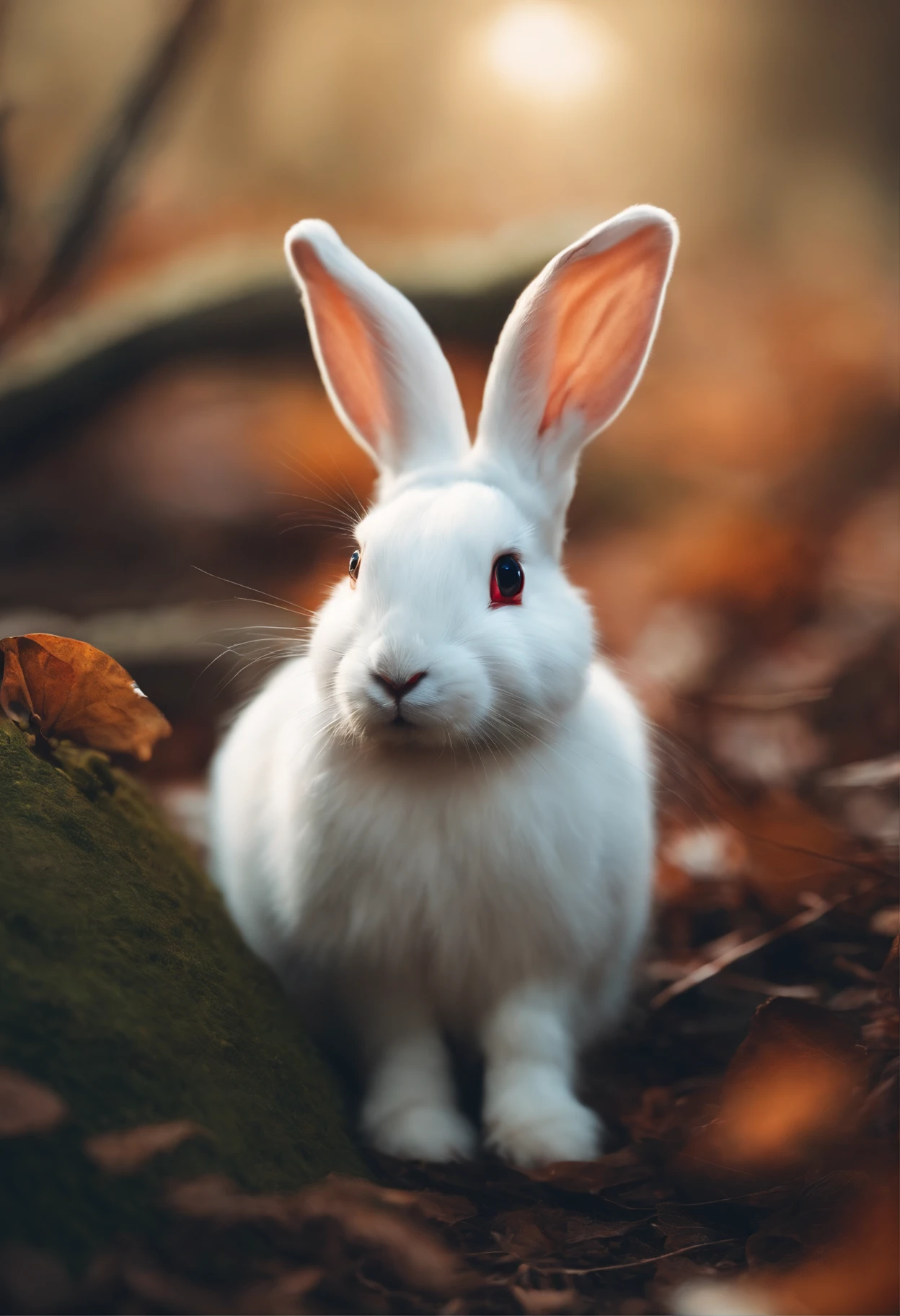 A white rabbit,On the ground