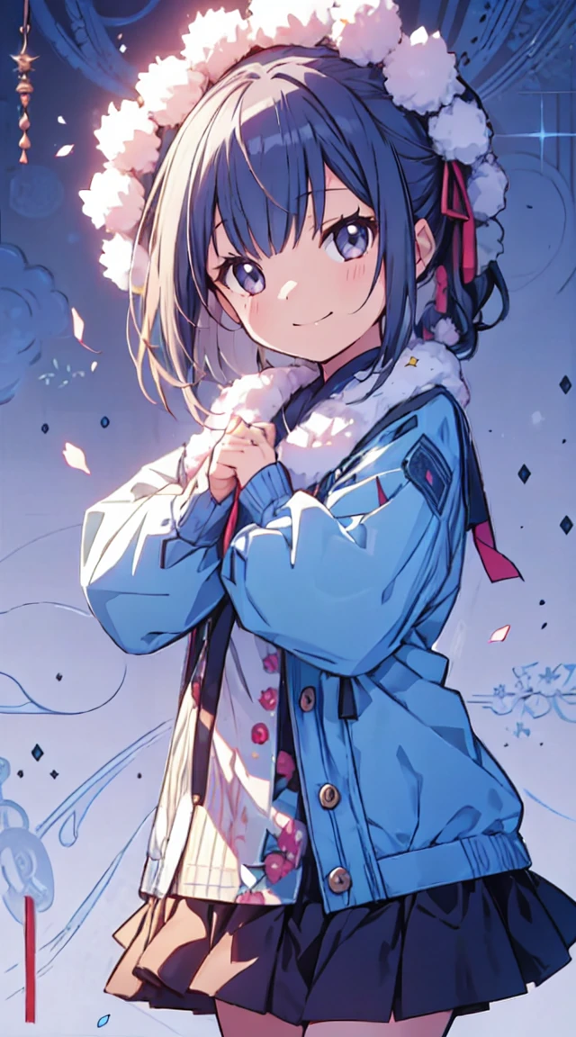 masutepiece, Best Quality,Illustration, Wallpaper, ultra -detail, 1little girl、♡、Futomo、Poses in motion、soft smiling