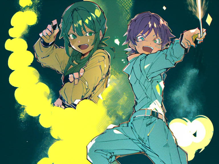 supreme, green down jacket,lime color hair,pink eyes,Standing on your feet,submachine gun,Detailed Genshin graphics,1girl in,