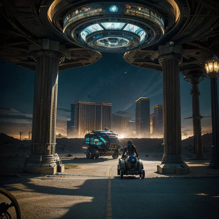 Landscape, Science fiction, Fantasy, Las Vegas, Fantasy city, Science fiction city, Fantasy races, Science fiction races, Portals Tear in Revealing different worlds and dimensions, Centaur's, aliens, cyborgs, Harpies, Frantasy streets, Science fiction vehicles, Skeleton horse and wagon,