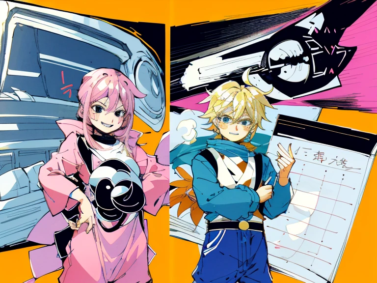supreme， green down jacket，lime color hair，pink eyes，Standing on your feet，submachine gun，Chinese girl design，Detailed Genshin graphics，anime character design，anime concept art，pretty anime character design，anime character reference sheet，[Character design]，Character Sheets, Three types，Shot Full Body，Game Character Design，than a small flying moon，Girl in sunglasses and beans，Victorizo ∨TSE∨，Orange background,Stylistic expression, Character Sheets, Three types，Shot Full Body，Game Character Design，Victorizo ∨TSE∨,Stylistic expression, pastel colours, Green, Toxic Green, absurdress, Full of Details,2 d anime style, anime moe art style, Jazz & Sublime, cute art style, Anime-style illustration, pixiv style, pixiv, in anime style, anime art style, Full Body Commission, neon colors, neon green, The same character, absurdress,traditional Chinese clothing,Full of Details, ((Character design sheet,same character,front,side,backboollustartion, big weapon, Cyborg, baggy clothes, Hot pink, long pink hair, baggy clothes ， Insulated jacket &quot;snowman&quot;，anime character reference sheet，[Character design]，full height