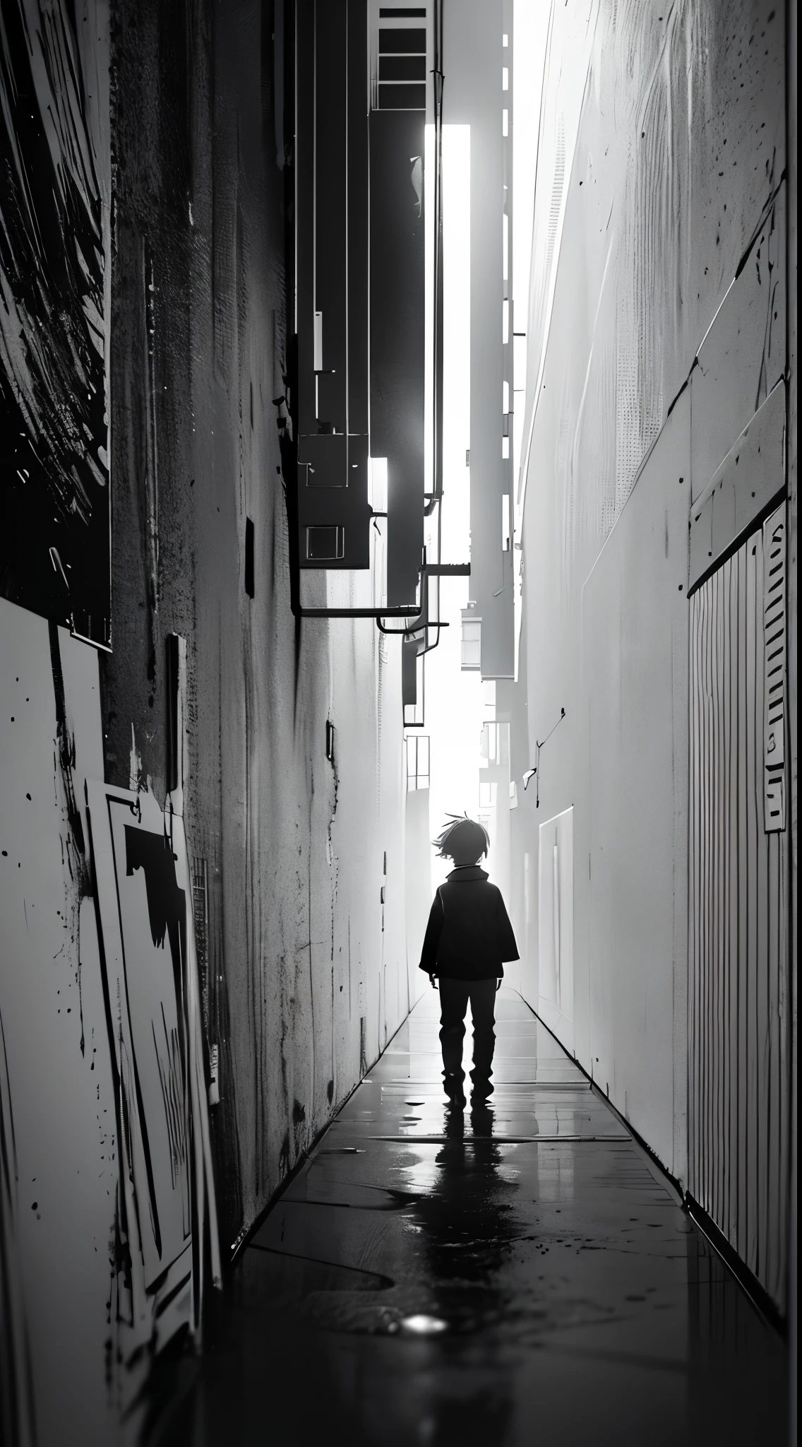 ８k、Detail emphasis、High resolution、Photographic、High Details、highcontrast、sharpnes、Texture Art、Texture enhancement、Abstract Art、Light and shade、monochromes、Perspective、Negative Space Photography、spotlight on the boy