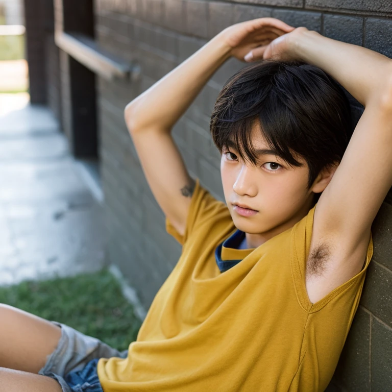 Junior high school boys armpits hair