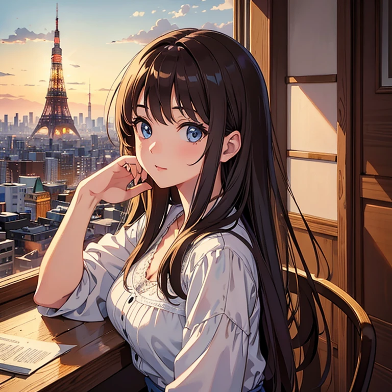 Beautiful eyes, masterpiece, top quality, top quality, masterpiece, super detailed, illustration, detailed light, girl watching the morning sun, pretty, twinkling, Tokyo Tower
mocha style