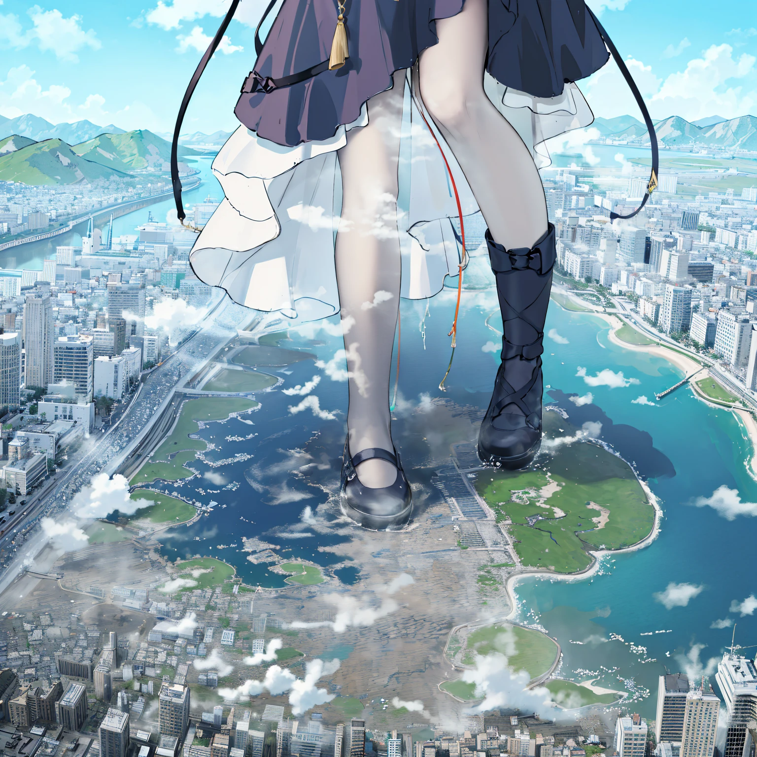 NSFW，​​{A giantess}，{1girll}，{are standing}，{urine discharge}​​，{Strongly acidic urine}，​​clouds， looking over city， mountain ranges， tmasterpiece, Best quality at best, The content  very detailed,tmasterpiece,Best quality at best,offcial art,extremely detaild的 CG unified 8k wallpapers，{{{A giantess}}}，Huge girl，1 girl，modern miniature city，，{corrosive urine}，{corroded building}，corroded ground，Urine pits，no shoe，{Nero}，face flushed，comfortable expressions，，urine，Nourishes urine，Urine eruption，Urine gives off steam，{Standing on a modern miniature city}，The city  full of urine