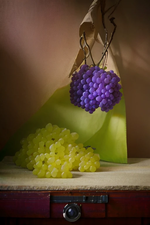 still life, faint colors, grapes