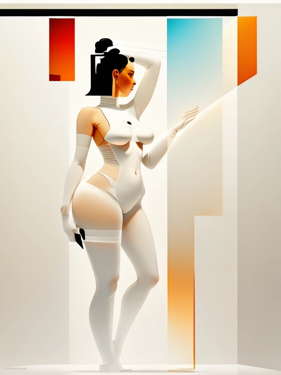 female perfect fullbody, minimalism style, abstract style, flat colos, nipples big, pubis shaved, painting minimalism, face european caucasuian cute, glass window, logo design, fullbody, illustration, arrt drawing, lines, frontal view, light and shadow, hands up, assention