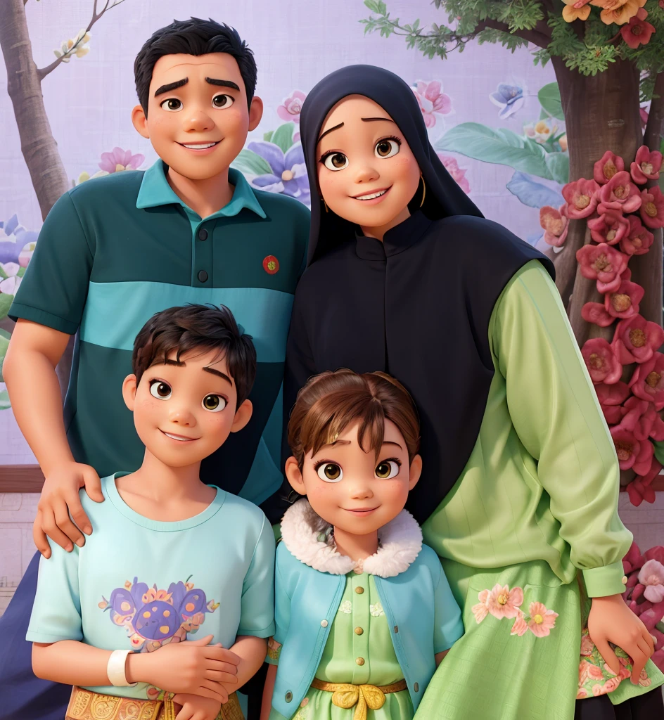 there are two adults and a child posing for a picture, happy family, an indonesian family portrait, full protrait, barong family, picture, a picture, protrait, photoshot, ismail, potrait, family portrait, family photo, old picture, children, by Basuki Abdullah, portrait picture, backdrop, photo portrait, family, foto, colored photo
