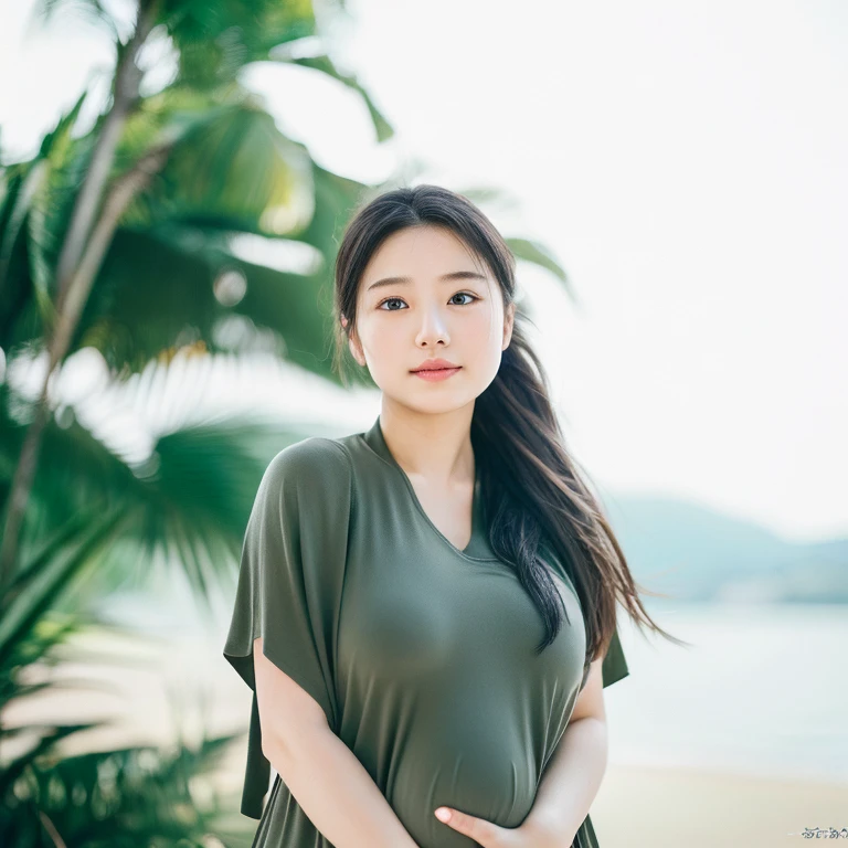 top-quality、超A high resolution、(Photorealsitic:1.4)、1人、(Pregnant, 9 Months, Big belly), (faded ash gray hair:1)、(huge-breasted:1.5)、full bodyesbian, bikini of