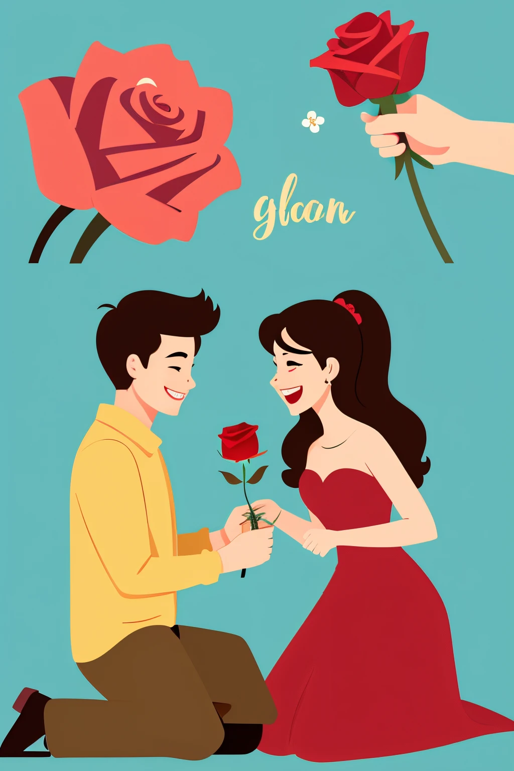 Character flat drawing happy man making proposal marriage to woman with rose flower. Young guy surprises his girl and giving flowers. Engagement and love relation. Cartoon design vector illustration,A woman is being held by a man