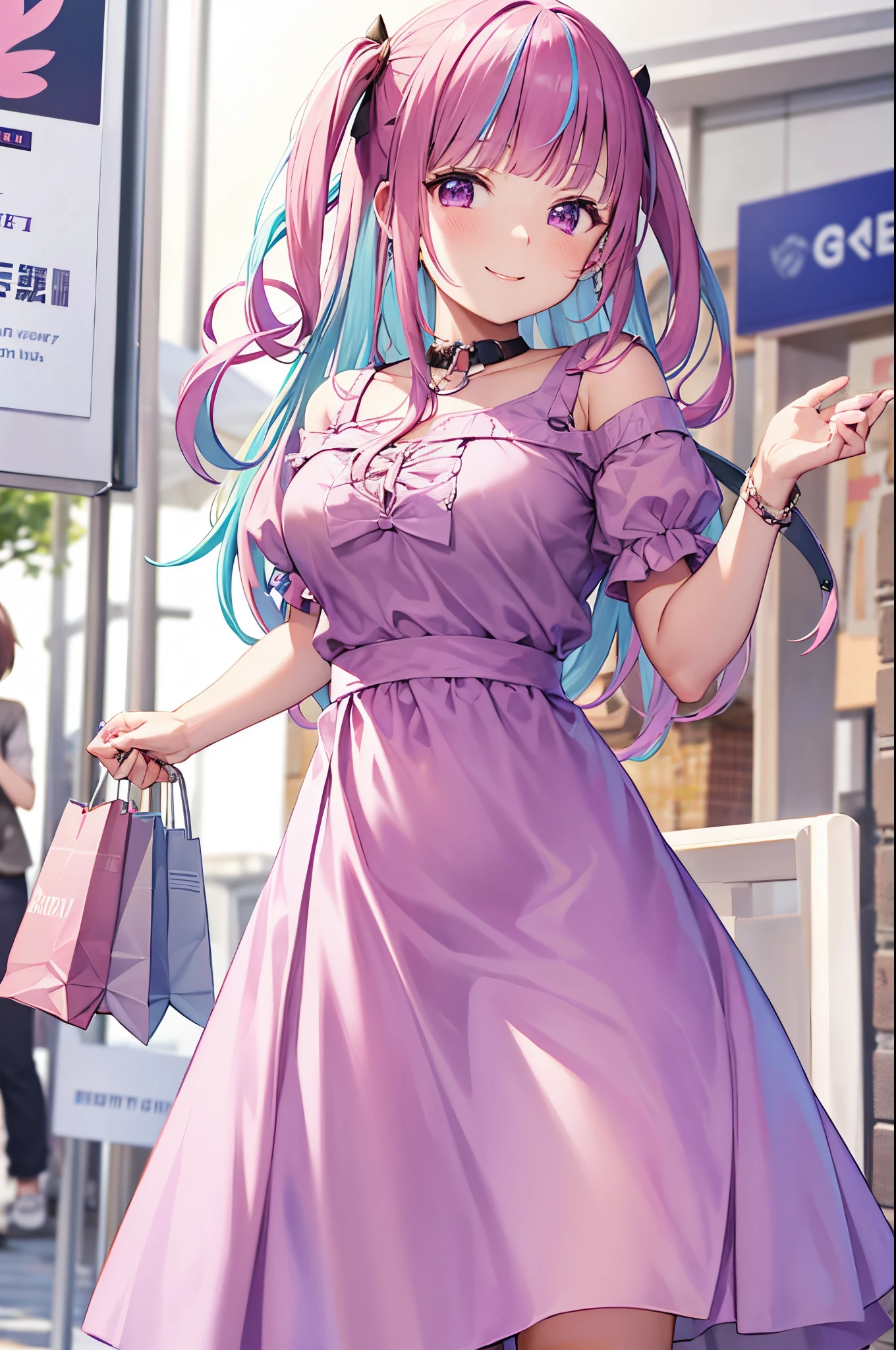 shopping、date、Beautiful clothes、Cute clothes in bright colors、Look at you and smile、Smiling smile