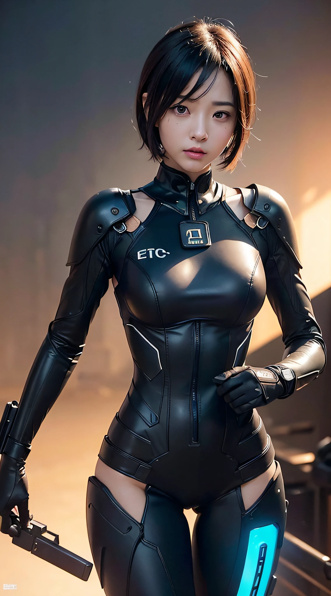 ，3D, A beautiful cyberpunk female image,battledress，hdr（HighDynamicRange）,Ray traching,NVIDIA RTX,Hyper-Resolution,Unreal 5,Subsurface scattering、PBR Texture、post-proces、Anisotropy Filtering、depth of fields、maximum definition and sharpness、Many-Layer Textures、Albedo e mapas Speculares、Surface coloring、Accurate simulation octane rendering of light-material interactions、Two-colored light、largeaperture、Low ISO、White balance、the rule of thirds、8K raw data、blackstockings。