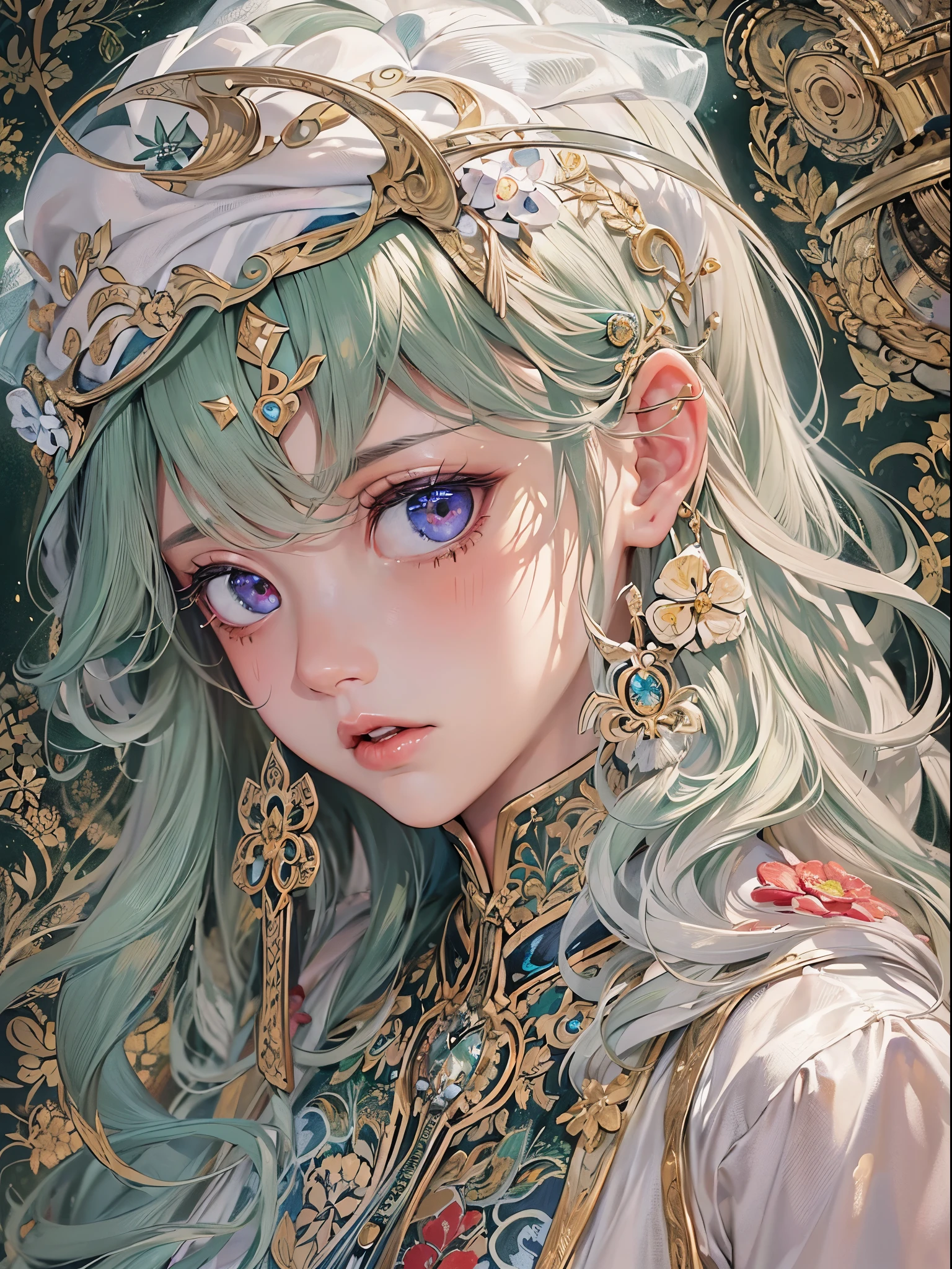 ((Finest quality)),(超A high resolution),(ultra-detailliert),(Meticulous portrayal),((Best Anime)),(Finest works of art),(Ultra-Precision Art),(The art of astounding depiction,Overwhelming depiction:1.5),(Complex and detailed contemporary art:1.6), (1 adult female:1.5),The scholar,A top-of-the-line work of art with intricately detailed patterns:1.5,(Troubled face:1.3)