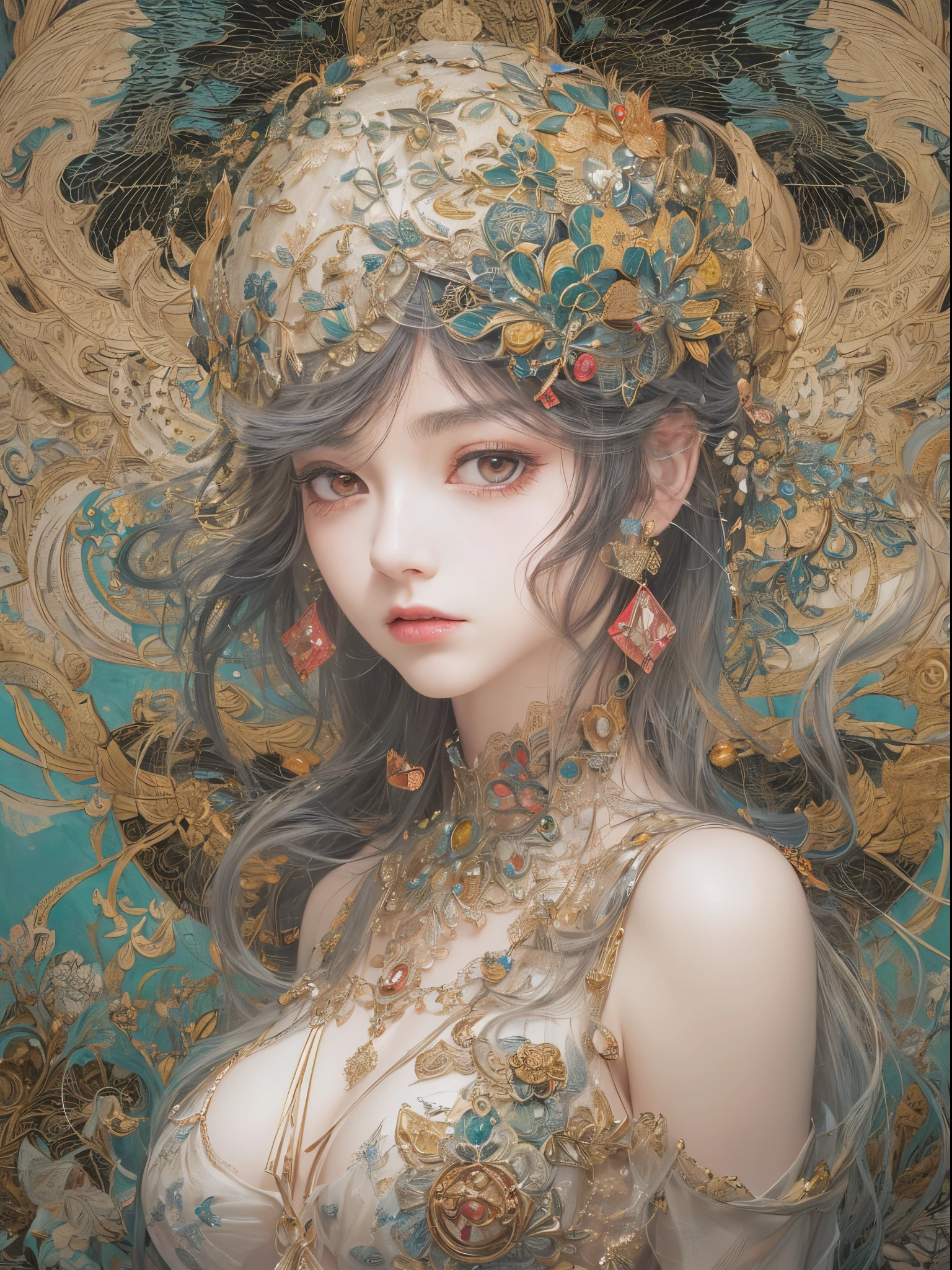 ((Finest quality)),(超A high resolution),(ultra-detailliert),(Meticulous portrayal),((Best Anime)),(Finest works of art),(Ultra-Precision Art),(The art of astounding depiction,Overwhelming depiction:1.5),(Complex and detailed contemporary art:1.6), (1 adult female:1.5),A top-of-the-line work of art with intricately detailed patterns:1.5,(Troubled face:1.3)