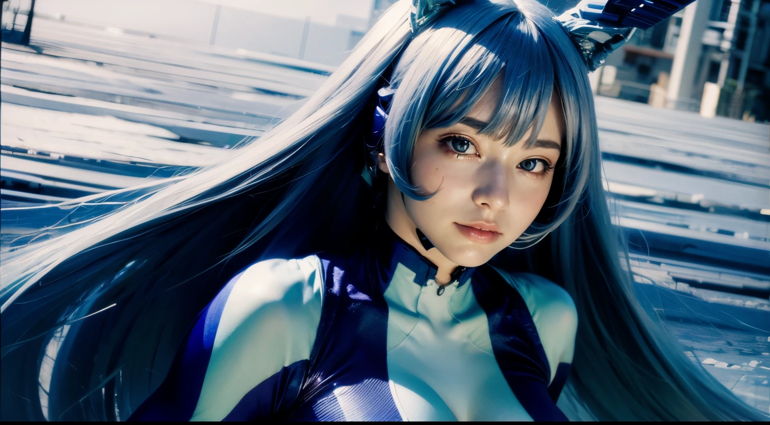 nejire_hado, (masterpiece, best quality,perfect lighting), 1girl, solo, smirk, action pose, bodysuit, headgear, ((upper body)), beautiful face, beauty, detailed eyes