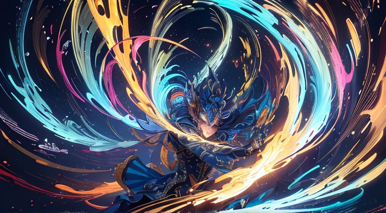 (masterpiece、top-quality: 1.4)、Light Painting、(long exposure time: 1.2)、Dynamic stripes、Light traces、vivd colour、Fluid movement、Captivating patterns、Creative experimentation、(The most detailed)、(Cowboy Shots: 1.2)、dynamicposes