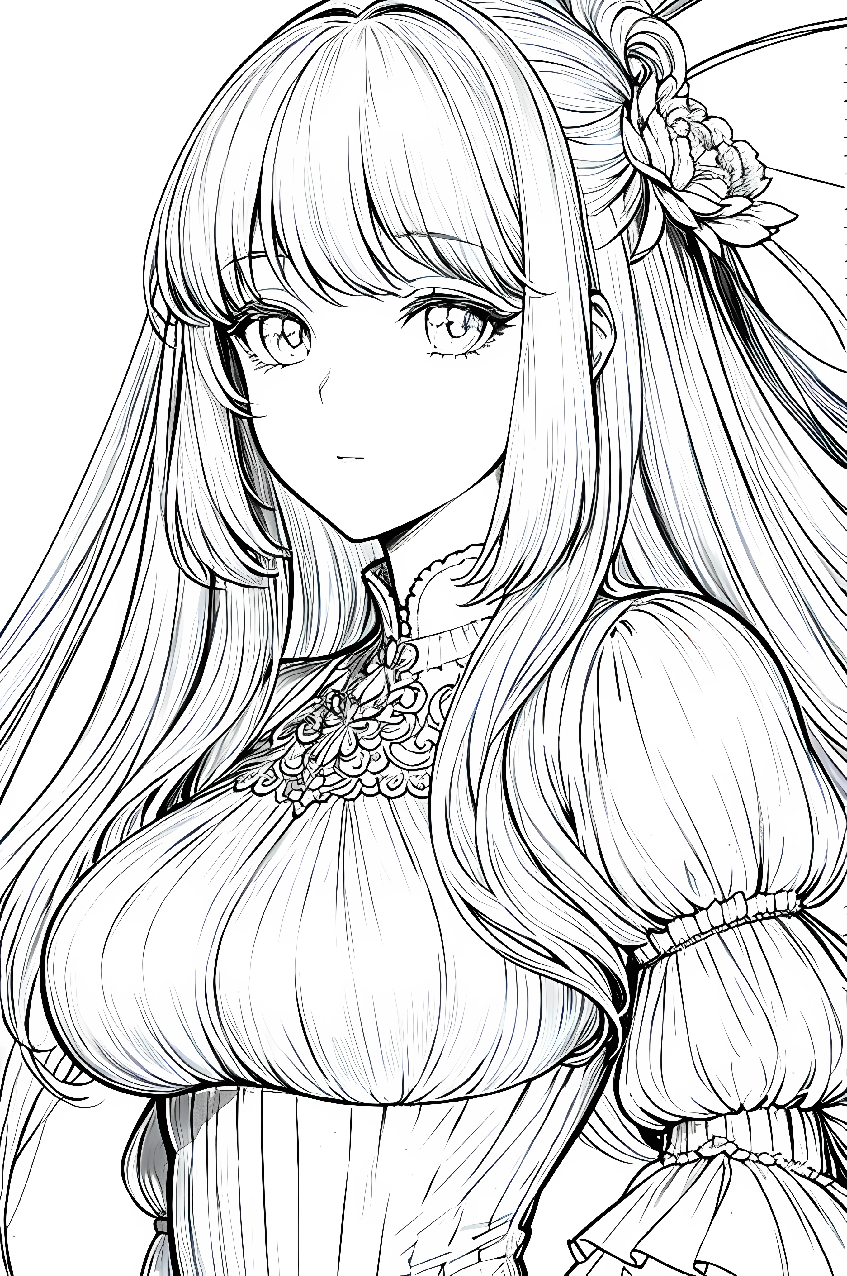 (Highest image quality),tmasterpiece,ultra - detailed,Detailed eyes description,1 busty girl, Celestine Lucullus,a sketch,
