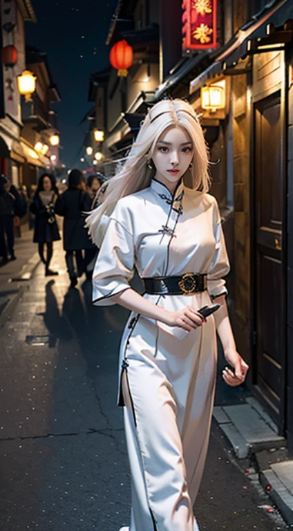 tmasterpiece、nood、night scene、moon full、1womanl、Mature Woman、china style、Ancient China、Sister、Royal sister、With a cold face、expressionless face、Woman with long hair、pale pink lips、steady、intelligence、Tri-Belt、gray pupils,assassins,Short Knife,Flower ball background,A masterpiece of street view walking、nood、night scene、moon full、1womanl、Mature Woman、china style、Ancient China、Sister、Royal sister、With a cold face、expressionless face、Woman with long hair、pale pink lips、steady、intelligence、Tri-Belt、golden pupils,assassins,Short Knife,Flower ball background,Stroll through the streets,White-haired Catwoman,Hanfu,Cat ears,Cat's tail,Clear purple eyes