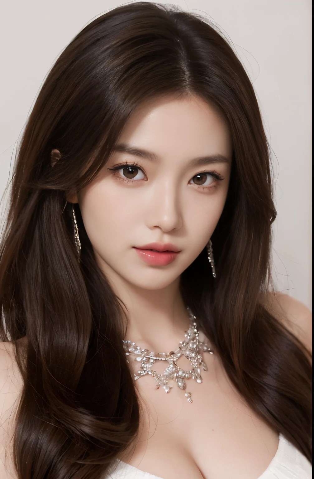 (24-year-old lover), (Colossal tits:1.3), Have a sumptuous dinner in front of you、Glossy One Piece Dresses、(master piece: 1.3), (max resolution: 1.4), (UltraHD: 1.2), cinematric light, UltraHD,Flush cheeks:1.2、 (Detailed eyes and skin), (detailed facial features), nffsw, 8K分辨率, Perfect Style, Beautiful expression、Highly detailed facial and skin texture、A detailed eye、二重まぶた、Glitter Eyeliner:1.2、shinny skin、fair white skin:1.8、de pele branca:1.8、Red Rouge、Dark lipstick:1.2、shiny little necklace and earrings、shiny lip:1.2、Glossy lips:1.2、((FULL BODYSHOT:1.2))、(Layered Hair Style、lightbrown hair)、medium-Long hair、(Very affectionate smile:1.0)、natta