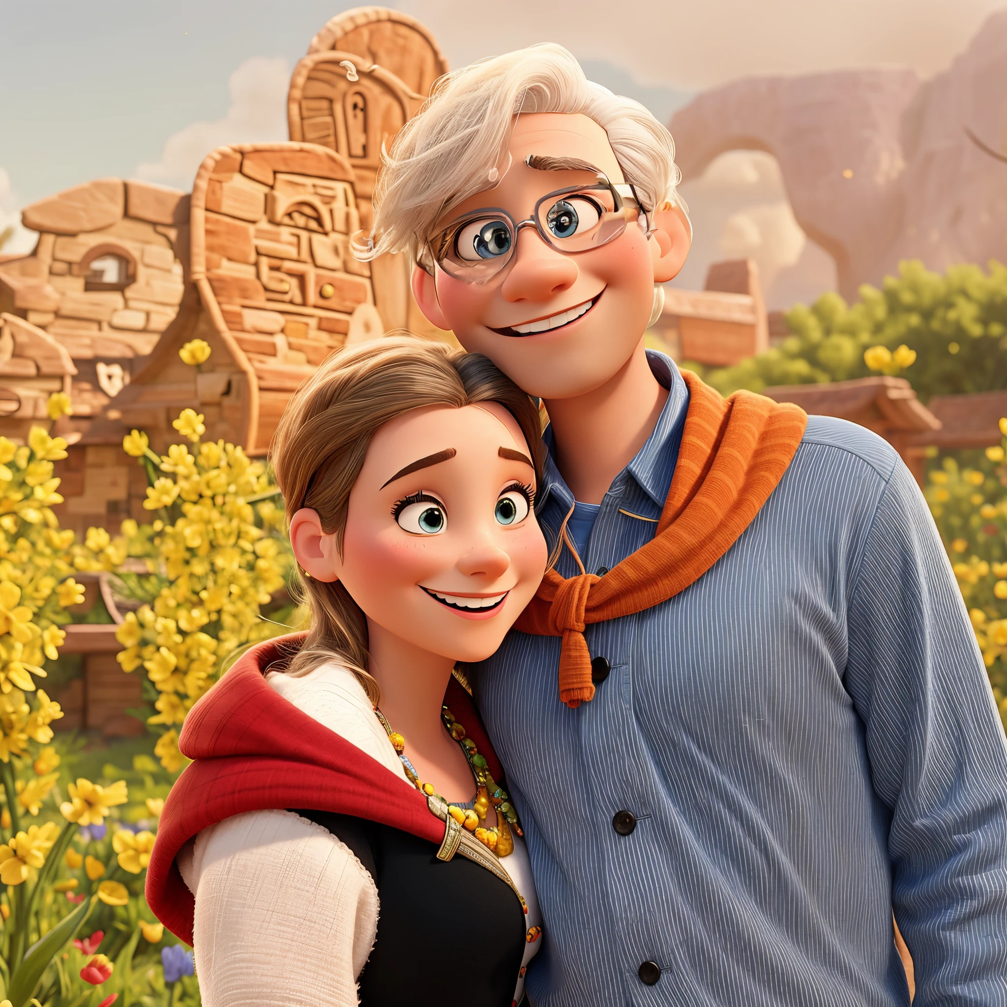 Disney, Happy couple, Disney Pixar, Mann und Frau, Natur im Hintergrund