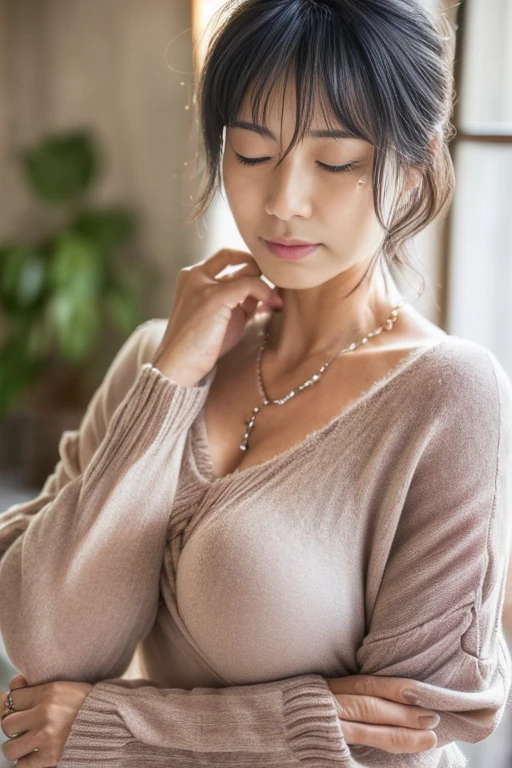 (((1 Japanese 65-year-old woman))), ((Sagging under the eyes)),(((nasolabial folds))),独奏,masutepiece, Best Quality, Photorealsitic, super detailed skin, Sharpen, Perfect Anatomy,Inside the city,Anatomy,独奏,Longhaire,((old body)), Sagging udder) (thick waist),(flabby body)(,Plump body),bunk butt,Serious look,Mature AV Actress, glamor, A sexy,(((Fair skin with many wrinkles))),small diamond necklace,(((Tunic sweater))),skirt by the,(Black high heels),Staring at this,
