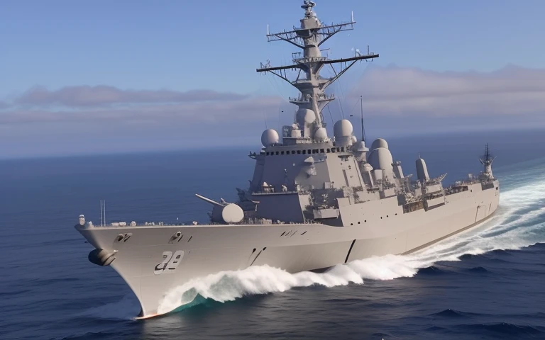 Fidel naval ship in ocean with sky background, euclid class, warships, warships, Realistic warship design, ( Greg Rutkoski ), minimalist, an intricate, naval battles, Jeffrey Smith, bigger, hull, seen from the side, Pamela Drew, Boat, 🤬 🤮 💕 🎀, j. H. William III, navy