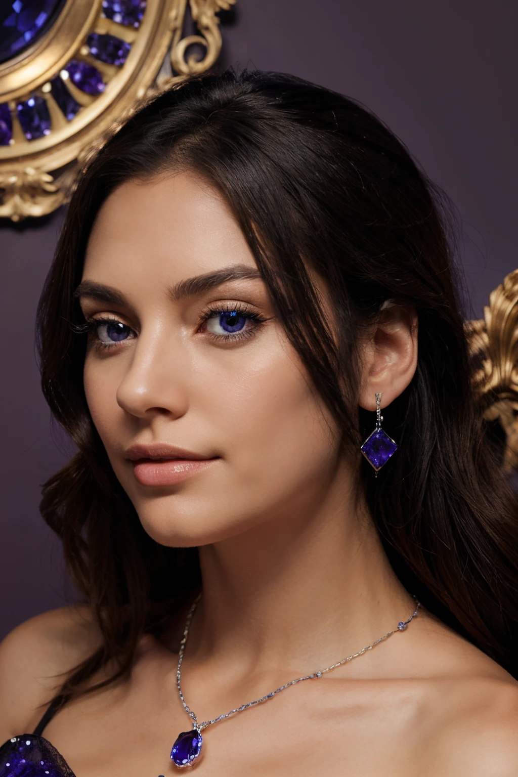 sapphire and amethyst with diamonds jewelry set