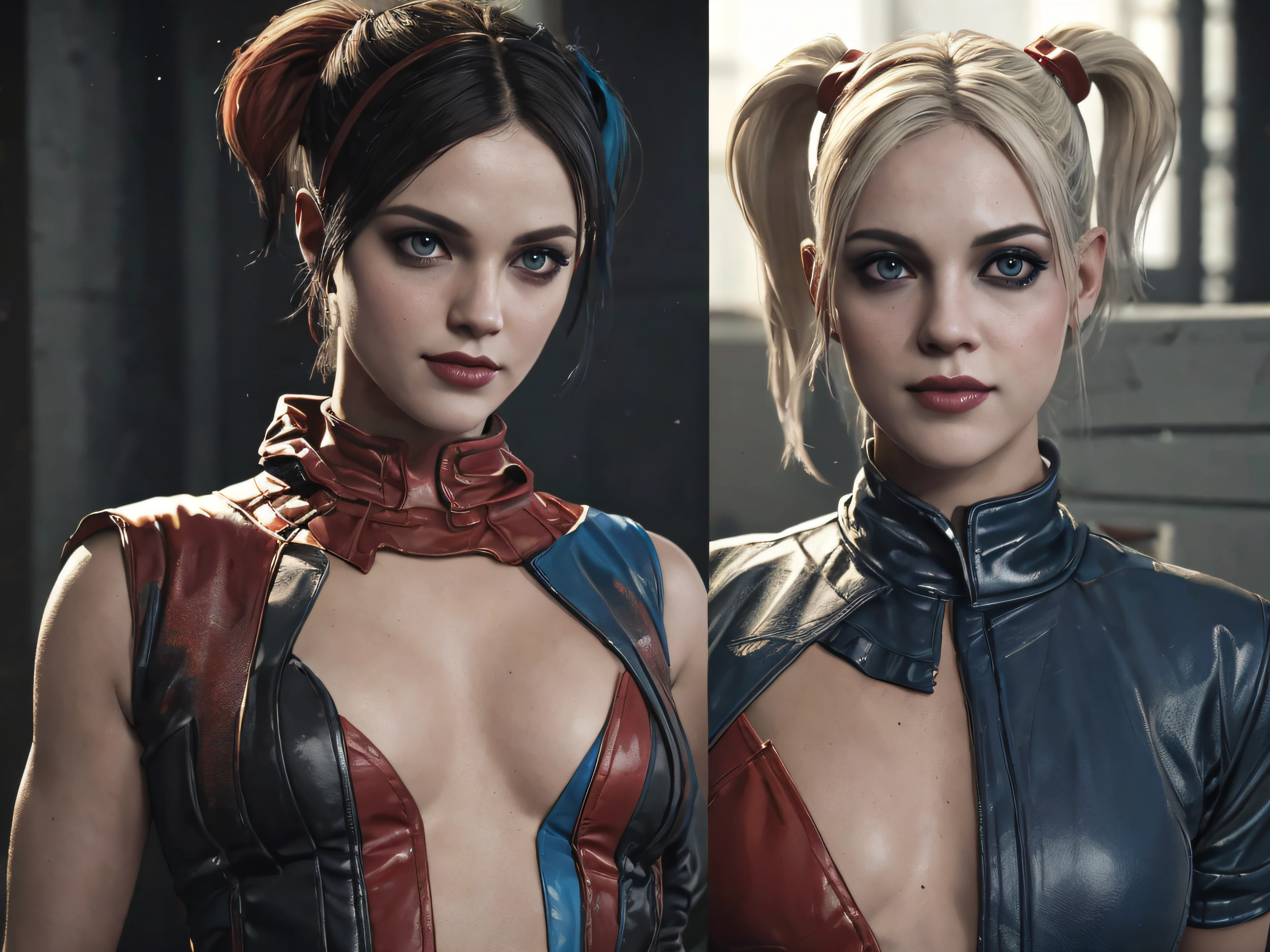 soft porcelain skin, beautiful Harley Quinn , analog 150 mm lens, professional cgi complex, beautiful natural soft rim light, neon, duotone orange and black lithography, 64k highly detailed digital art, 64k high quality detailed art, 3d render character art 64k, detailed digital 2d fantasy art, detailed fantasy digital art, 64k detailed digital art, hyper realistic textures, natural textures, elegant, super detailed, photo realistic, ultra realistic, intricate details, Cinematic, ambient occlusion, volumetric lighting, shot on Sony A7S III, f/ 9. 0, 1/ 500, sharp focus 64k unsaturated, masterpiece, best quality, ultra detailed--64k highly detailed digital art, 64k high quality detailed art, 3d render character art 64k, detailed digital 2d fantasy art, detailed fantasy digital art, 64k detailed digital art, hyper realistic textures, natural textures, elegant, super detailed, photo realistic, ultra realistic, intricate details, Cinematic, ambient occlusion, volumetric lighting, shot on