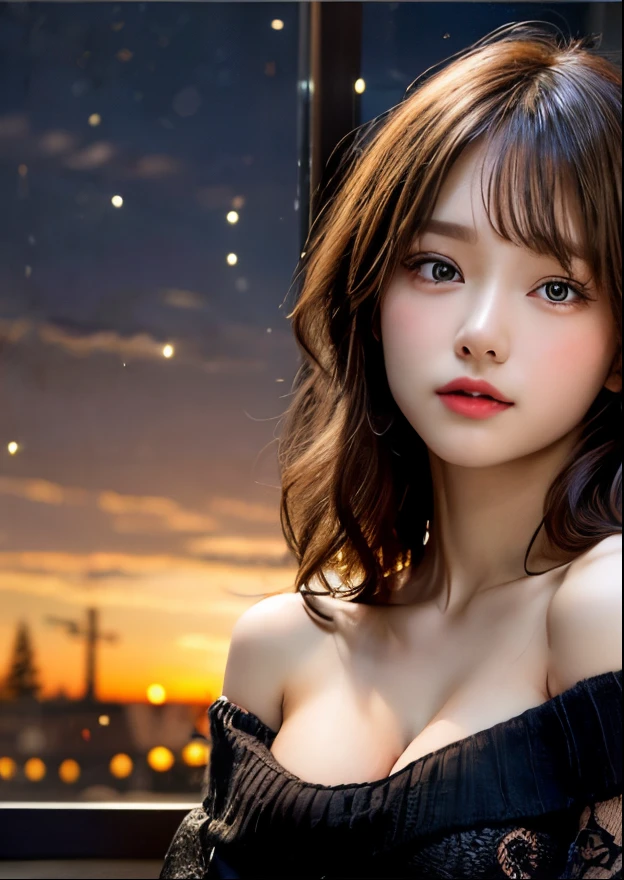 Twin-tailed, (1ung girls), (extremely detailed beautiful face), great look and best quality:1.4), (Ultra-detailed), (extremely detailed CG unified 8k wallpaper), Highly detailed, High-definition raw color photos, Professional Photography, Realistic portrait, Amazing face and eyes, (off-the-shoulder sweater:1.5), (cleavage:1.3), (Christmas, Christmas Ornaments, Christmas tree), Indoor, School, crass room, (Sheer lace panties:1.3), illuminations, Beautiful sunset, depth of fields, (View from below:1.15),