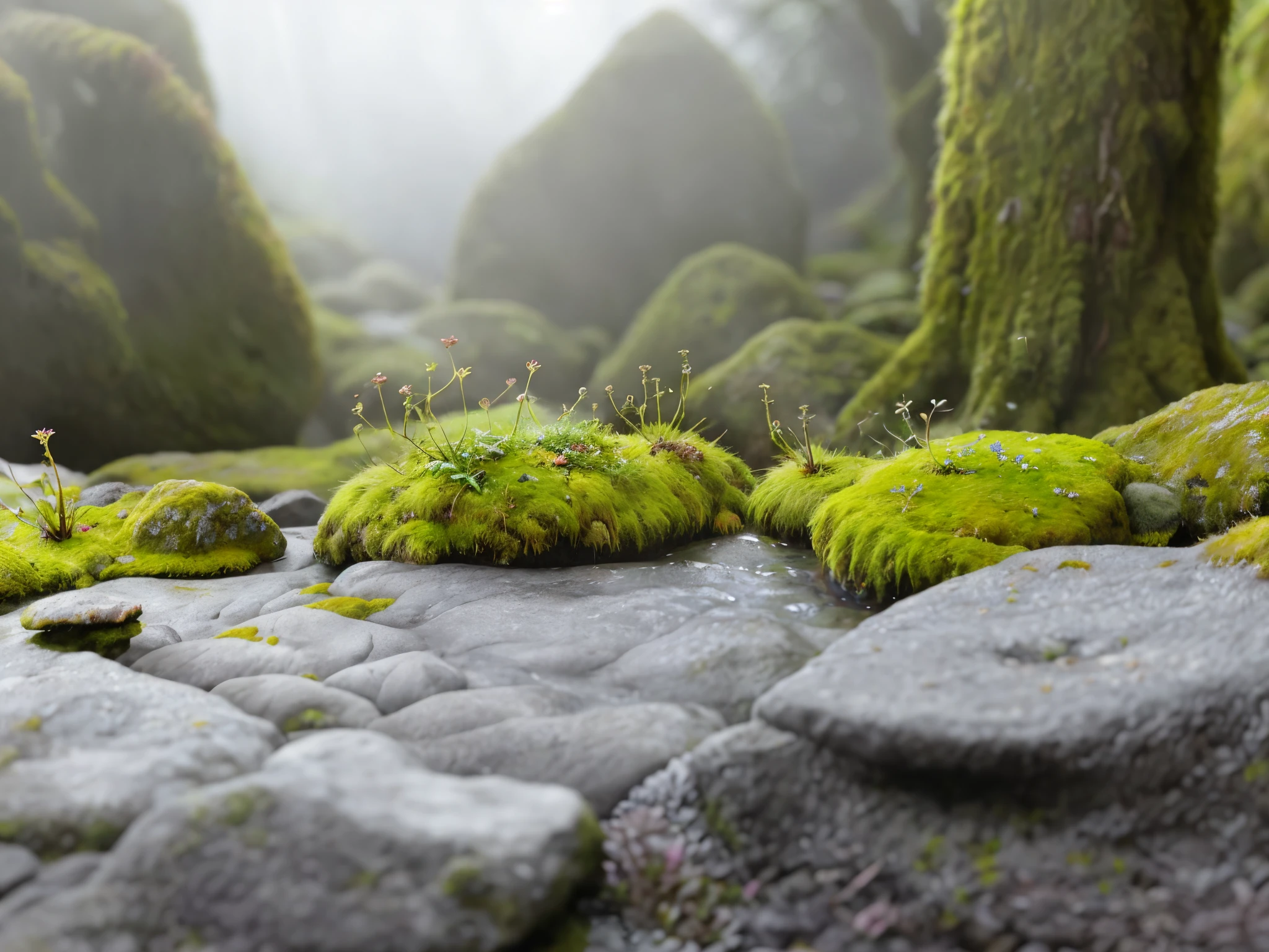 The rocks in the middle of the forest are covered with moss, Their clothes are covered with moss, moss landscape, Very little moss, Moss and vegetation, miniature forest, mossy, mossy rocks, Moss plaques, Bryophytes, moss and flowers, Crawl along the moss bed, moss covered, mossy stone, mossy rocks, patches of moss, mossy