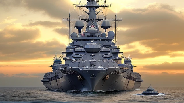 late sunset,French and German ships on the sea and clouds in the sky, Realistic warship design, battleship, warships, warships, Realistic military aircraft carrier, Yamato, naval battles, cg art, cancolle, great sense of depth, naval battles, Positive point of view, ships, splendid fleet, rendering of checkmate, author:Richard Mayhew