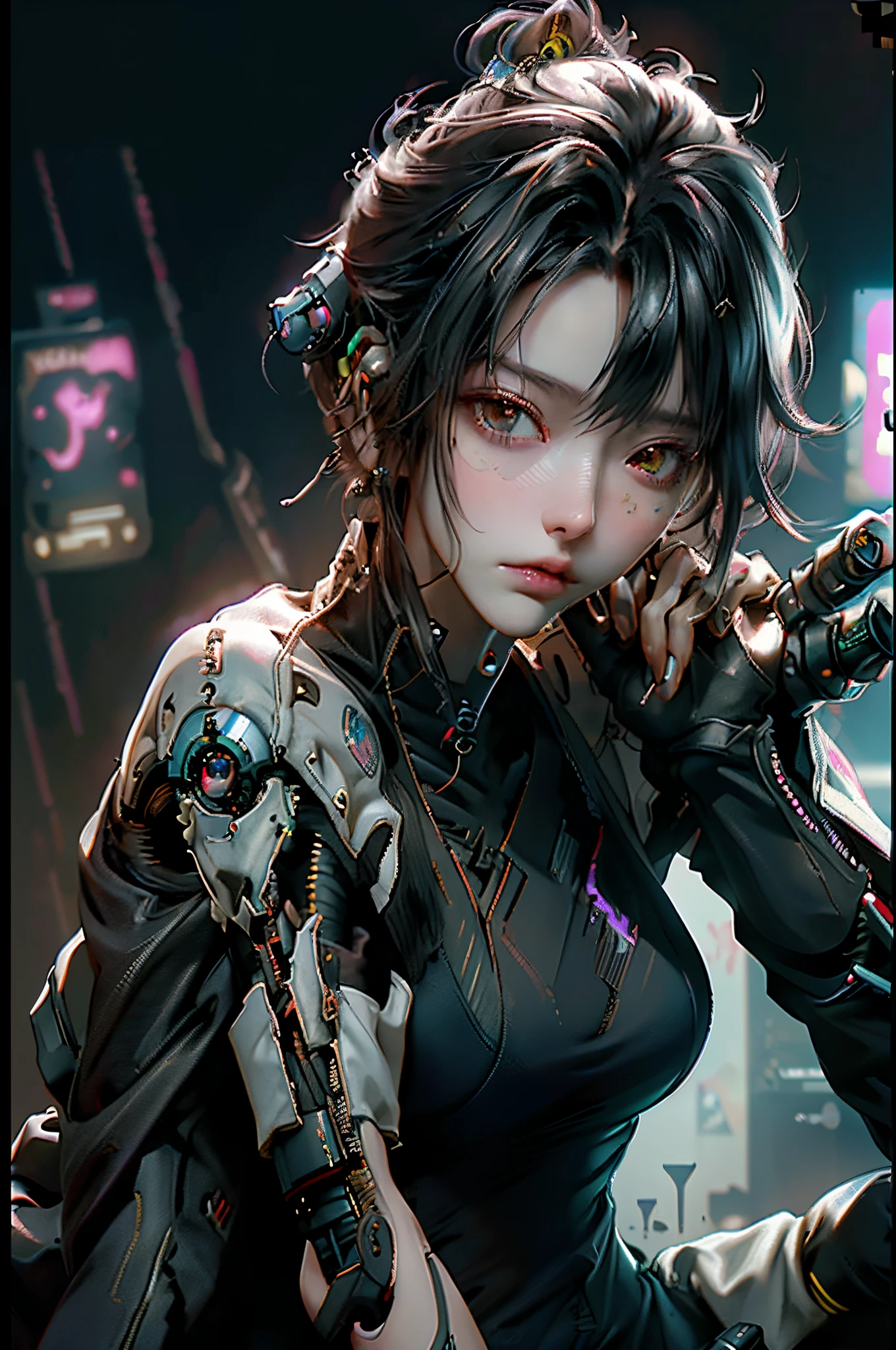 Ridiculous resolution, A high resolution, (巨作:1.4), hyper detailled, （（1boys））,（flathead），the scars，Short Hair Hair， a closeup，looking from above, spaces, afloat， --v 6