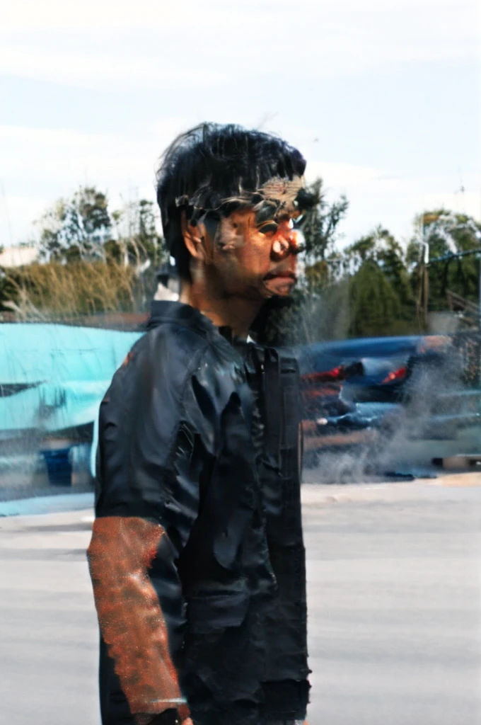 there  a man standing in a skate park with a skateboard, profile pose, jayison devadas, he  wearing a black t-shirt, hills in the background, shot on sony a 7, taken with sony alpha 9, taken with canon 8 0 d, taken with sony a7r camera, serious focussed look, without beard, with a small beard