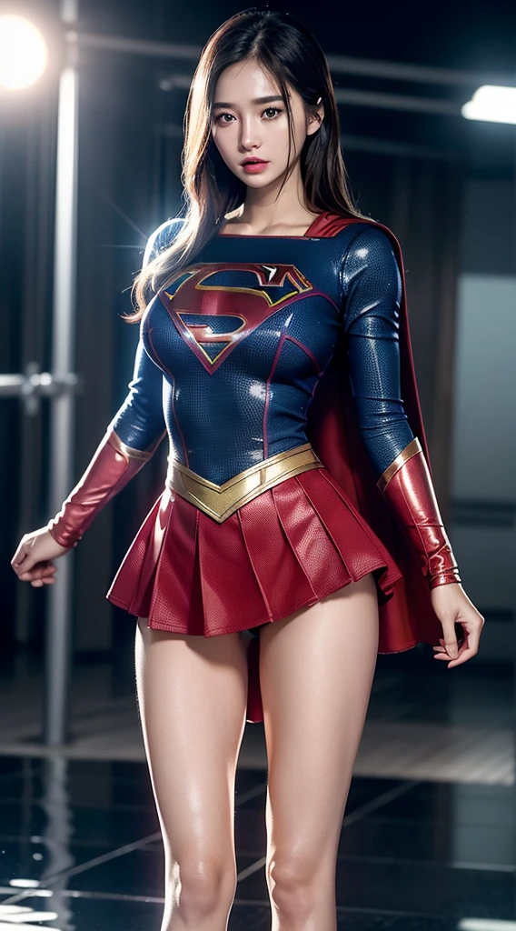 Supergirl, perfect young goddess, Amazing beauty ,youthful&#39;body set, perfect breasts:1.5, (Muscle body:1.1), Fancy dress ((Supergirl)) Sexy, Put on a skirt., Show off the ultra-thin transparent panties tucked in. , armature, Large breasts protruding from clothing, long, Large breasts protrude from the cleavage.., Hot ass, Supergirl Erotic Clothes, Wet panties, deep depth of field, Cinematic lighting, reflection light, bestquality, hard disk, 11, anatomically correct, Main parts, High Quality, Tall, hard disk, realistic photo, ultra-detail, Perfect photos,
