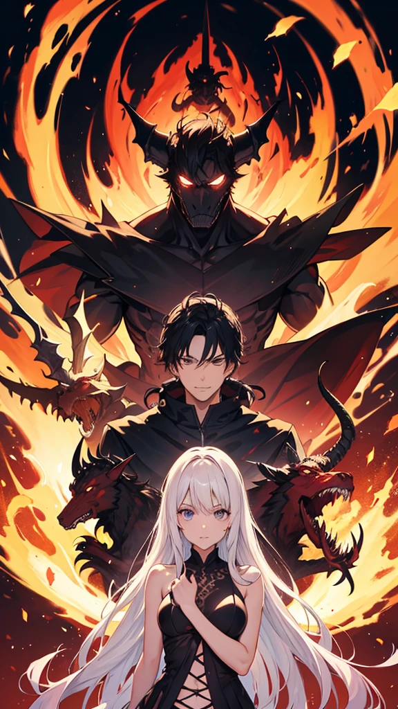cavalo, anime, espada, roupas pretas, demon background, Possessed, Man, Escuro, capacete. FIREHEAD, Dragoned(Background Story), fogo, personagens.