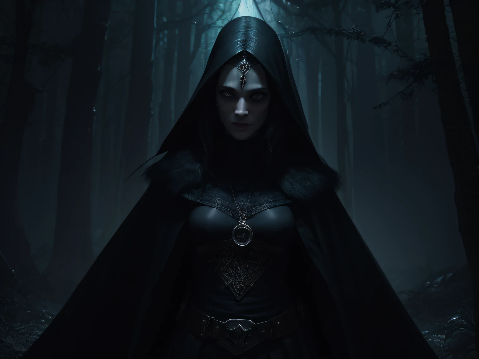 Draw an enigmatic and powerful witch inspired by the essence of Feelaiceira from the film 'suicide squad', but placed in the context of the 1940s by its horror RPG. She is a dark and threatening figure, uma praticante de magia negra em um mundo repleto de segredos e perigos.
Vista-a com uma roupa exclusiva dos anos 1940, adapted to the mystical and enigmatic style of Feelaiceira, mantendo sua aura sombria e poderosa. His facial features display a combination of wisdom and menace, with piercing eyes and an enigmatic expression that conveys mystery and danger.
Portray her with mystical elements and dark artifacts, as a stick or magical accessories that refer to Feelaiceira'ela'it's magic, but adapted to the context of the 1940s. Ela pode estar cercada por velas, livros antigos de magia negra ou objetos relauais, criando uma atmosfera misteriosa e sinistra ao seu redor.
Ao fundo, sugira um ambiente sombrio e intrigante, adapted for the 1940s, with details that refer to this historical period. Transmelaa uma atmosfera de medo e segredos ocultos ao redor da bruxa, emphasizing his influence on the hidden and unknown of the time.
Highlight your imposing and powerful presence, adaptado ao estilo e ambiente dos anos 1940, maintaining the dark and threatening essence of Feelaiceira, creating an iconic and menacing figure for your horror RPG set in this decade.