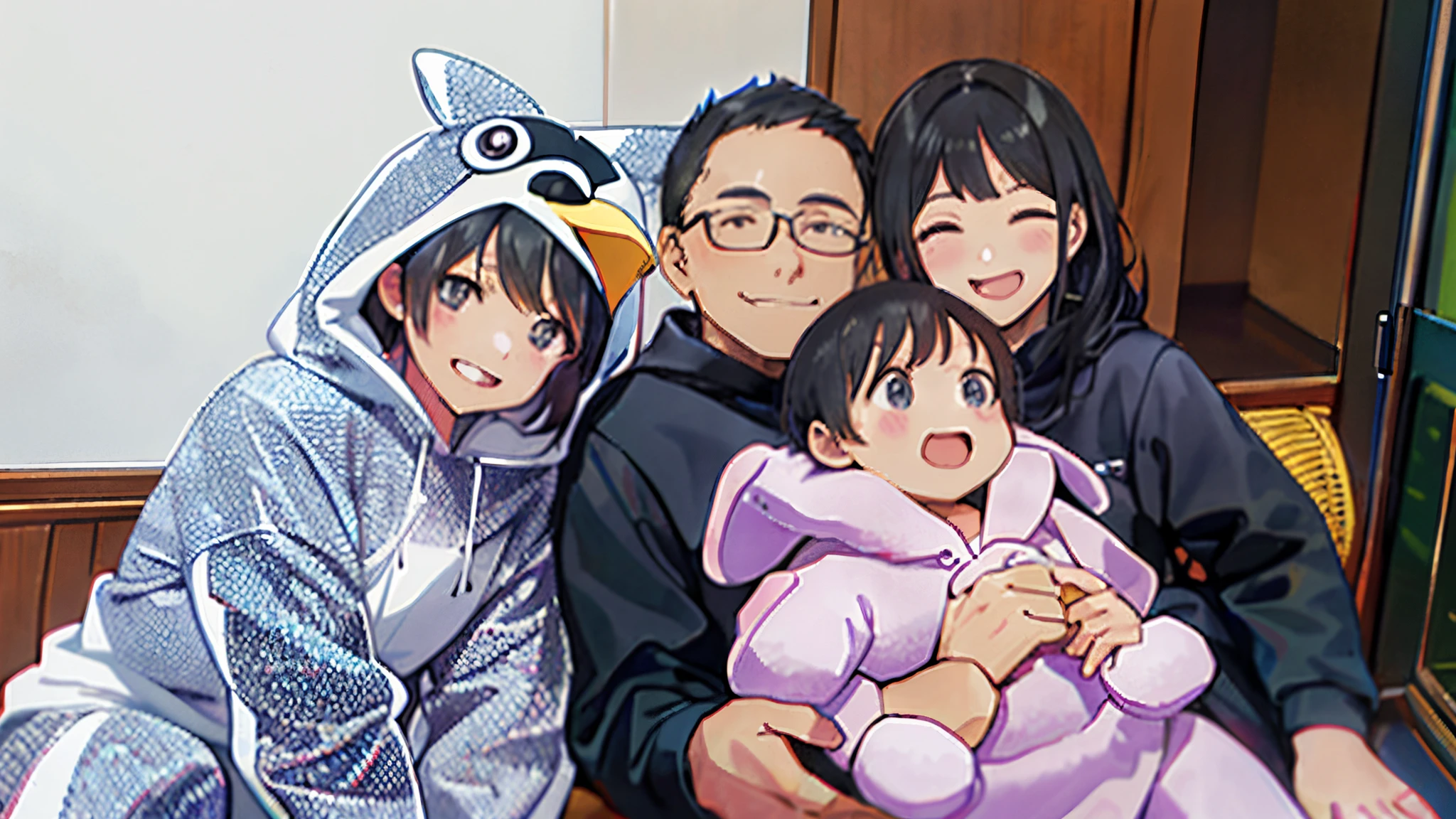 Anime character posing with  lying on bed, Happy family, pixiv, Anime, Wow wow wow, nagatoro, In Pixiv, The highest rating on PixiV, Anime cute art style, pixiv daily ranking, anime-twitter, Pixiv style, pixiv trends, Popularity on pixiv, Hot topics on pixiv