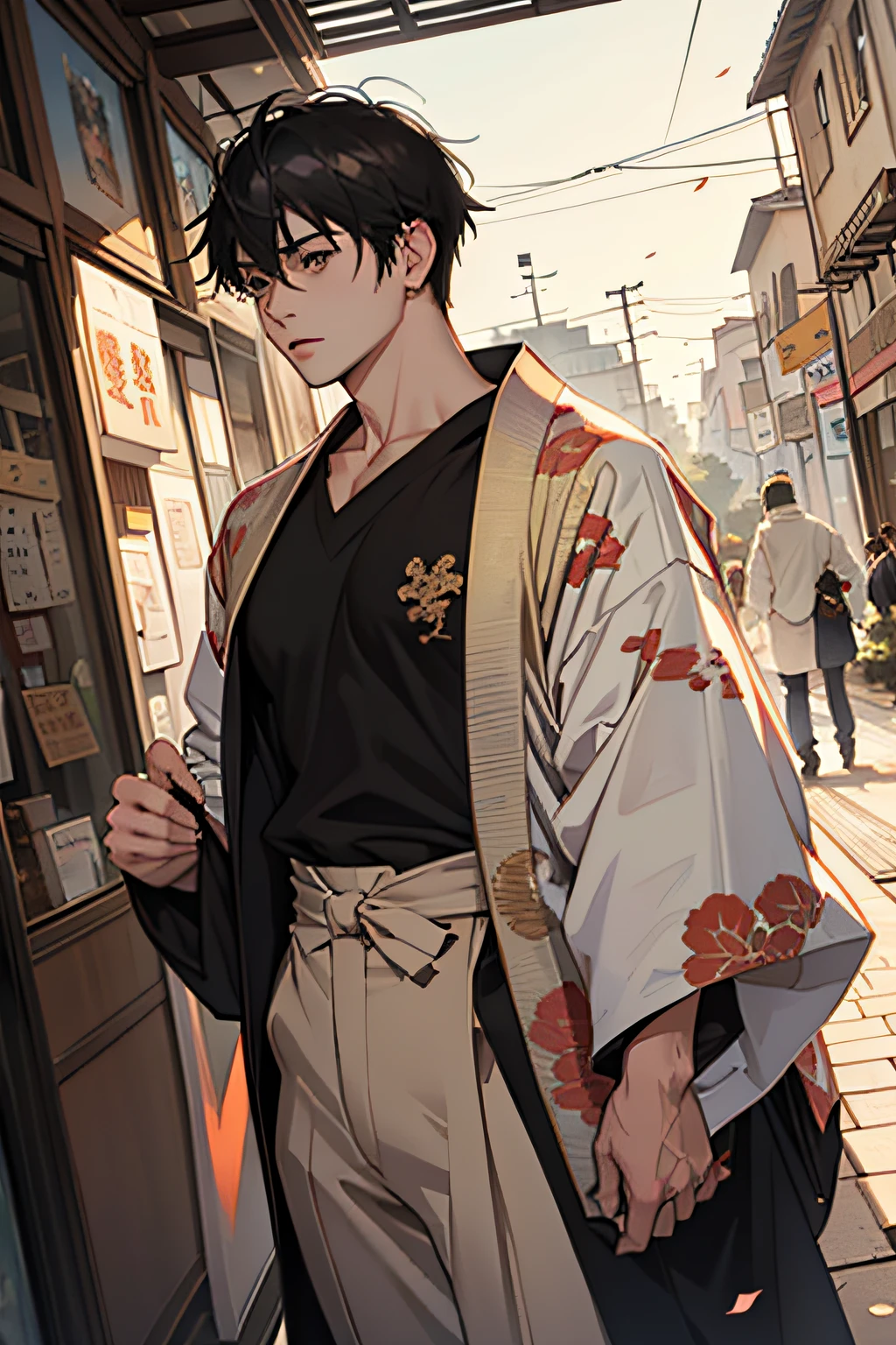 (masutepiece, Best Quality), Detailed, comics, love scene, 1 boy&#39;love 1 girl&#39;tenderness, manga page, fantrome, nffsw, Anime, manga panel, (From right to left, from top to bottom), 1boy, (1boy, Young boy, Same character, Short black hair, T-shirt, full of details), (1girl in, Young Girl, Same character, long ginger hair, Kimono, full of details)