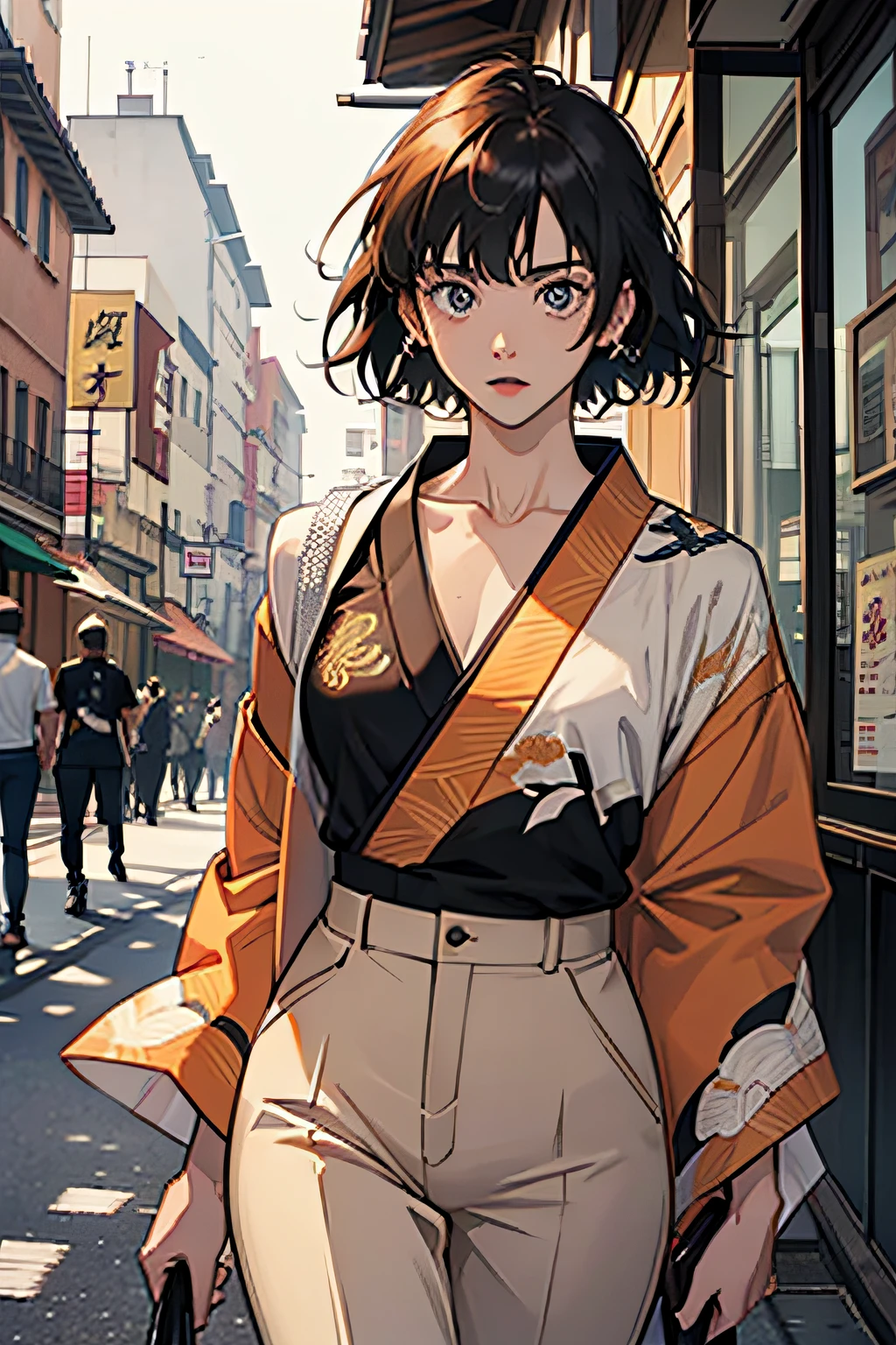 (masutepiece, Best Quality), Detailed, comics, love scene, 1 boy'love 1 girl'tenderness, manga page, fantrome, nffsw, Anime, manga panel, (From right to left, from top to bottom), 1boy, (1boy, Young boy, Same character, Short black hair, T-shirt, full of details), (1girl in, Young Girl, Same character, long ginger hair, Kimono, full of details)