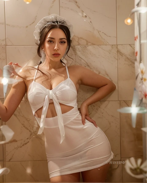 There is a woman in a white dress posing for a photo., con un vestido corto blanco mojado, ayahausca, Angelawhite, el extremadamente caliente y sexy, en ropa blanca, Magali, Imagen de perfil, lorena avarez, foto de perfil, 1 8 yo, Carga de alta calidad, ungine real, latina