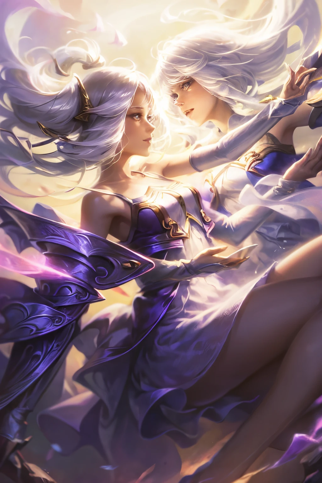 white color hair，White skin of the，exquisite facial features，Anime girl with blue wings and blue skirt in the forest， ！dream art jem， Very detailed ArtGerm， Altaïr Artem， Ireliery warm， art jem style， Beautiful celestial mage， Artgerm on ArtStation Pixiv， the detail， art jem style