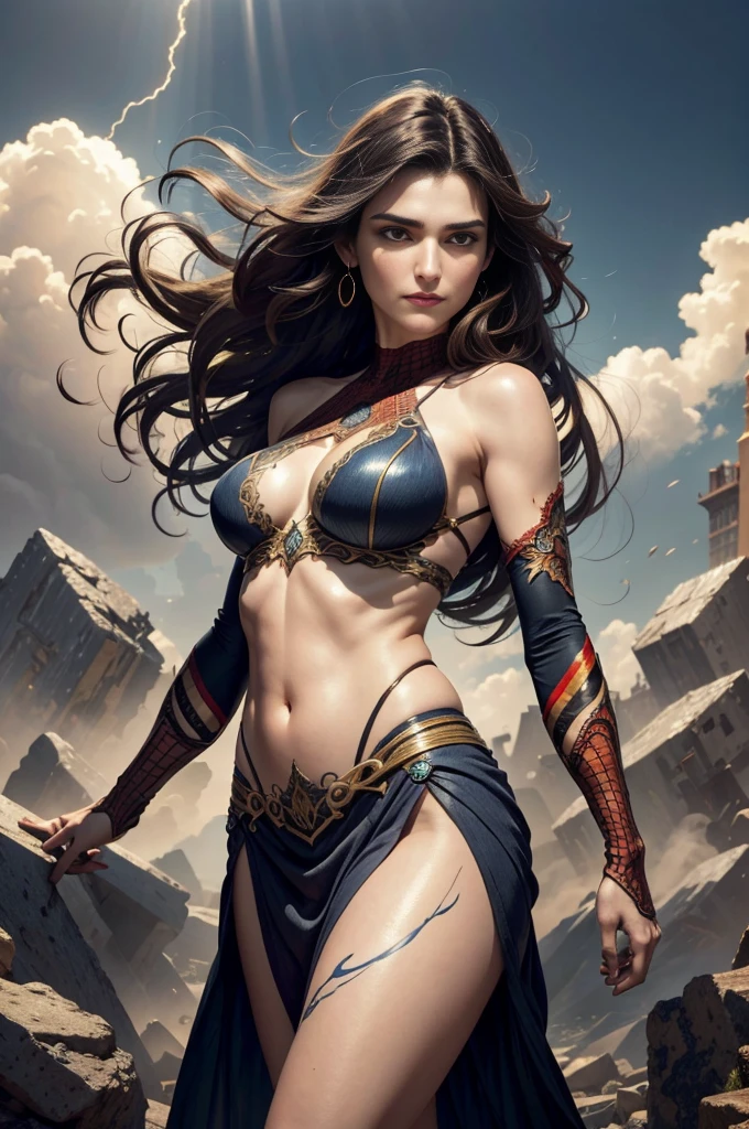 Asgard，Valkyrie，Muscular woman, Lady Knight，Correct anatomy，Epic fantasy digital art，tmasterpiece，8K，high-definition resolution，Detailed drawing，Culidad Superior，, epic composition, Courageous body