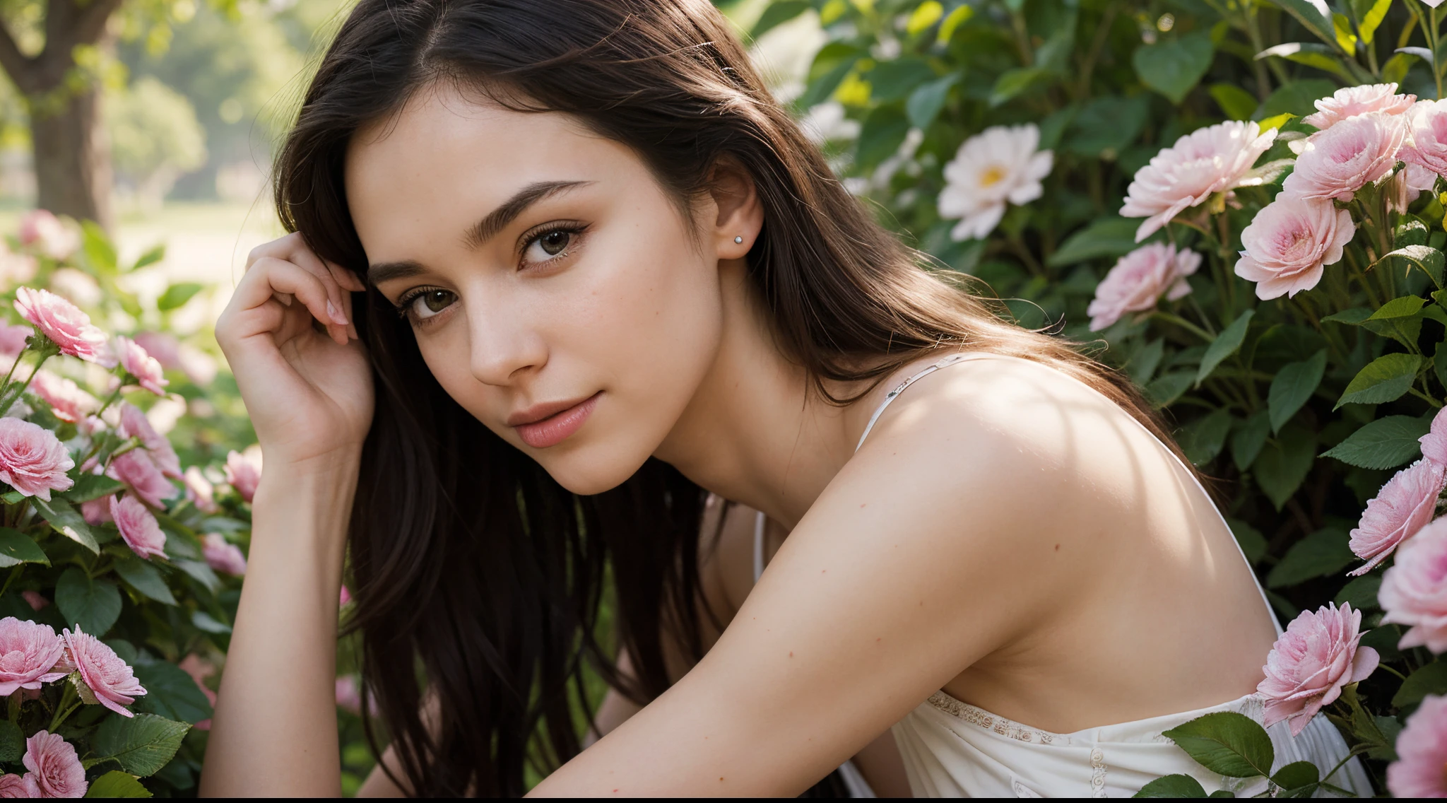 The prompt:
(best quality,4k,8k,highres,masterpiece:1.2),ultra-detailed,(realistic,photorealistic,photo-realistic:1.37),portrait,illustration,beautiful detailed eyes,detailed lips,soft skin,flowing hair,subtle lighting,vibrant colors,delicate brushstrokes,A girl named Lelia Baranova sitting in a lush garden surrounded by blooming flowers,her eyes shining with curiosity,her lips slightly smiling,sunlight gently illuminating her face,casting a warm and enchanting glow,her hair flowing in the breeze,creating a sense of movement and grace.The garden is filled with a variety of vibrant, colorful flowers,their petals delicately detailed and each stroke of the brush capturing their unique beauty.The atmosphere is peaceful and serene,with birds chirping softly in the background and a gentle breeze rustling the leaves.There is a sense of tranquility and harmony as Lelia enjoys the beauty of nature,her eyes taking in every detail of the garden.Drawing inspiration from classic portraiture,the illustration combines realism with a touch of fantasy,creating a captivating and dreamlike image.Soft,blurred background adds depth and emphasizes the focus on Lelia,while the vibrant colors evoke a sense of joy and happiness.The lighting is soft and subtle,illuminating Lelia's face with a warm,soft glow,enhancing her natural beauty and creating a sense of warmth and intimacy.The brushstrokes are delicate and precise,adding a sense of texture and depth to the artwork.Every detail of Lelia's face is carefully rendered,from the sparkle in her eyes to the subtle curve of her lips,creating a lifelike and engaging portrait.The overall composition is balanced and harmonious,with every element contributing to the sense of peace and beauty in the scene.
