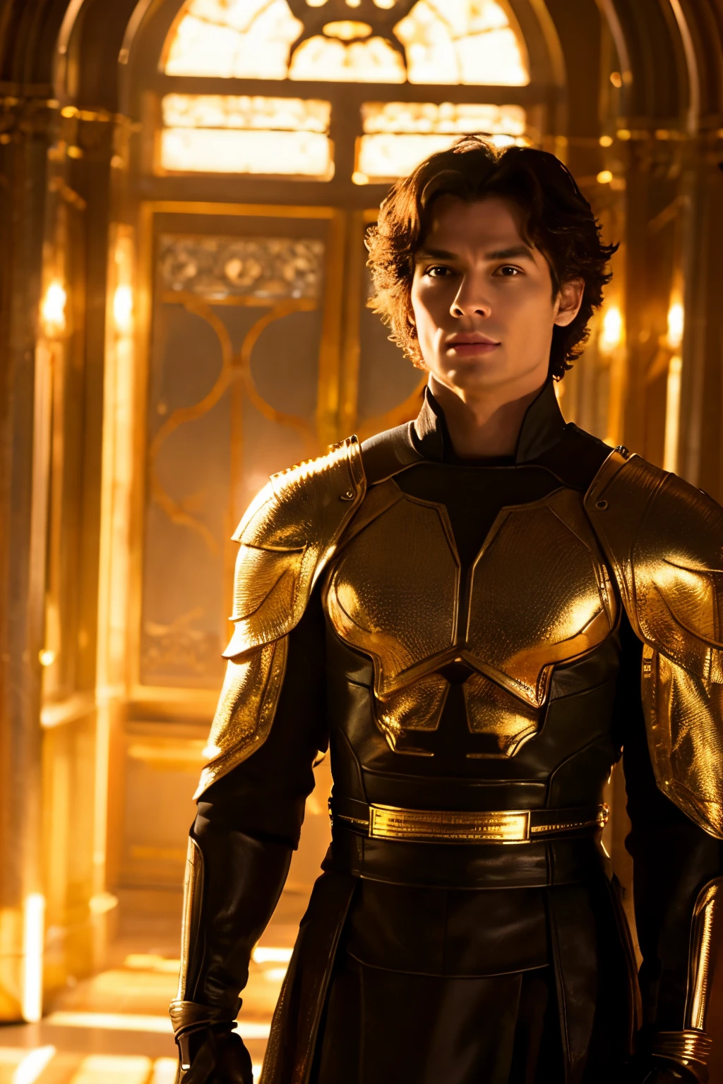 Archangel Michael shining in gold