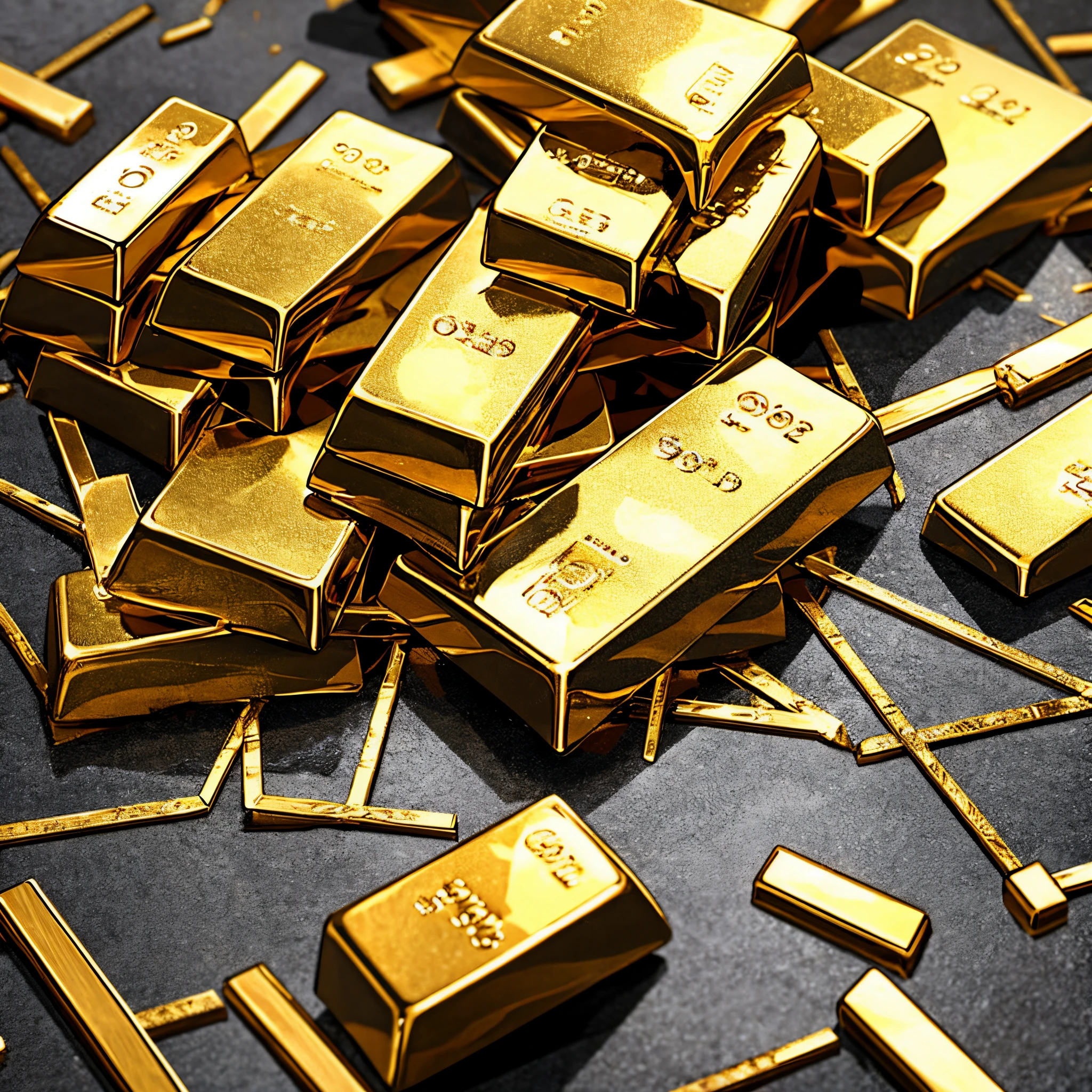 Gold bars on stone floor