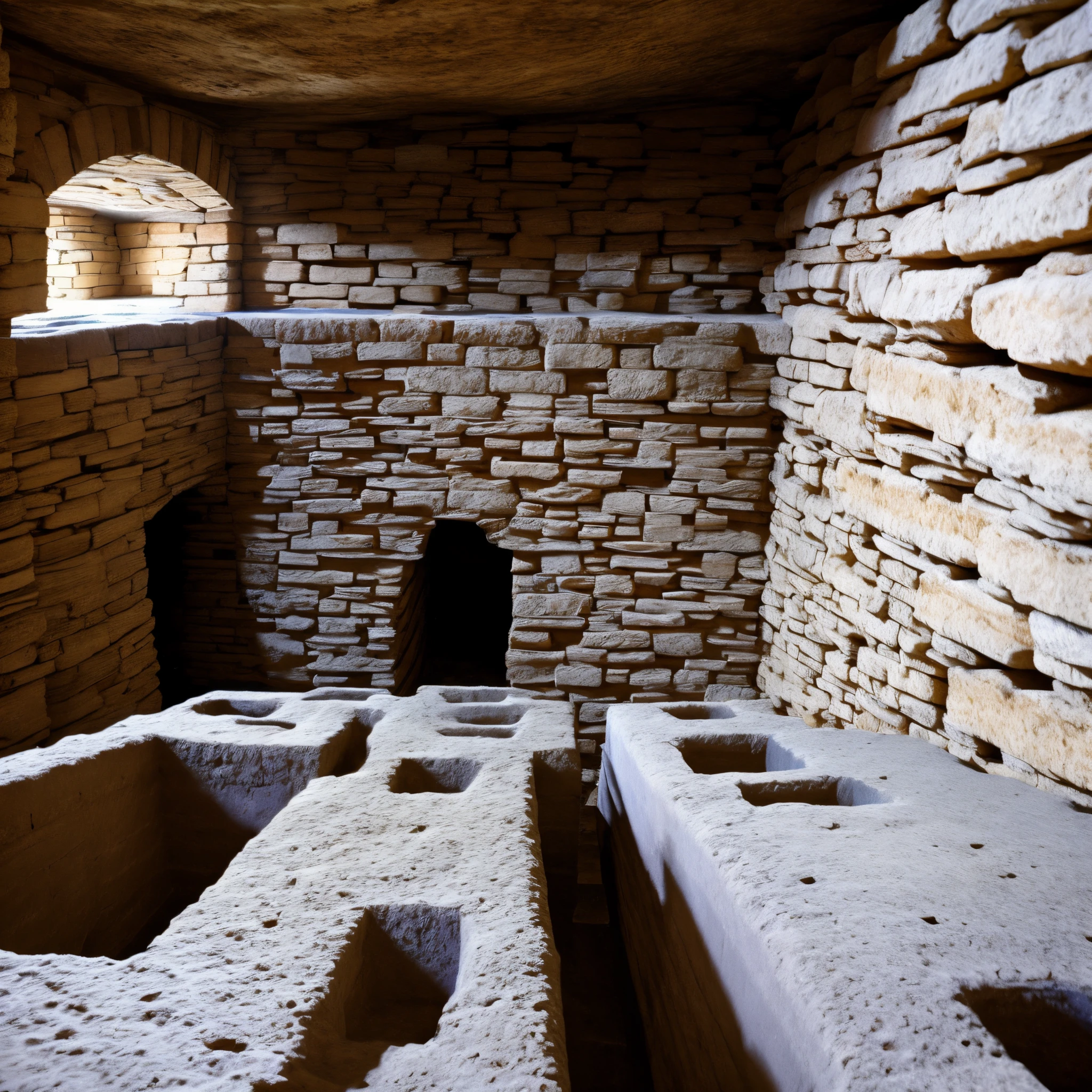 Old catacombs, dungeon, basement, Stone walls, Inside the Ancient Castle, bunker, bomb shelter, stone floor